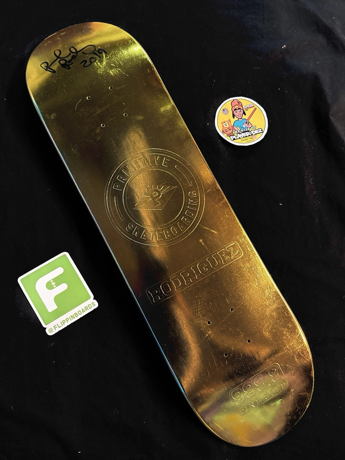 Signed Paul Rodriguez Primitive Gold Bars Foil Prod Skateboard Deck 2014 Autographed