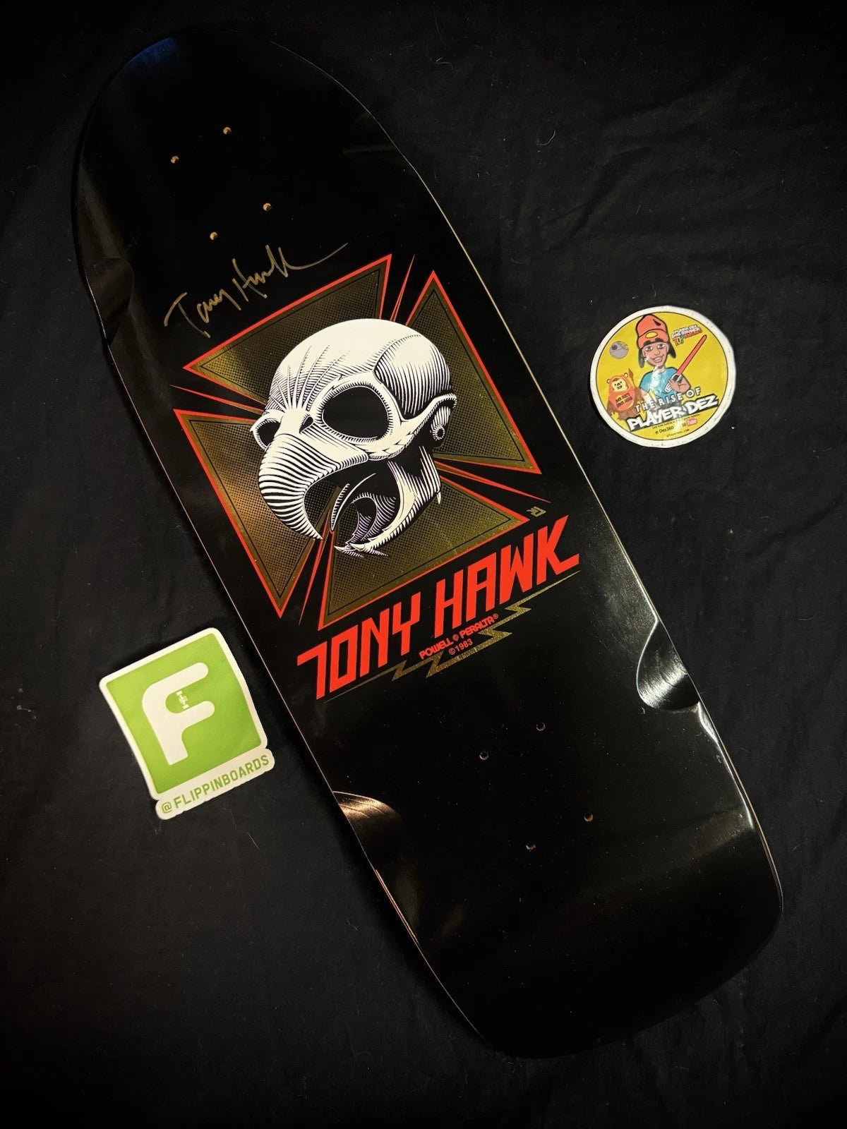 Tony Hawk Signed Gold Foil Series 16 Autographed Skateboard Deck Bones Brigade Powell Peralta