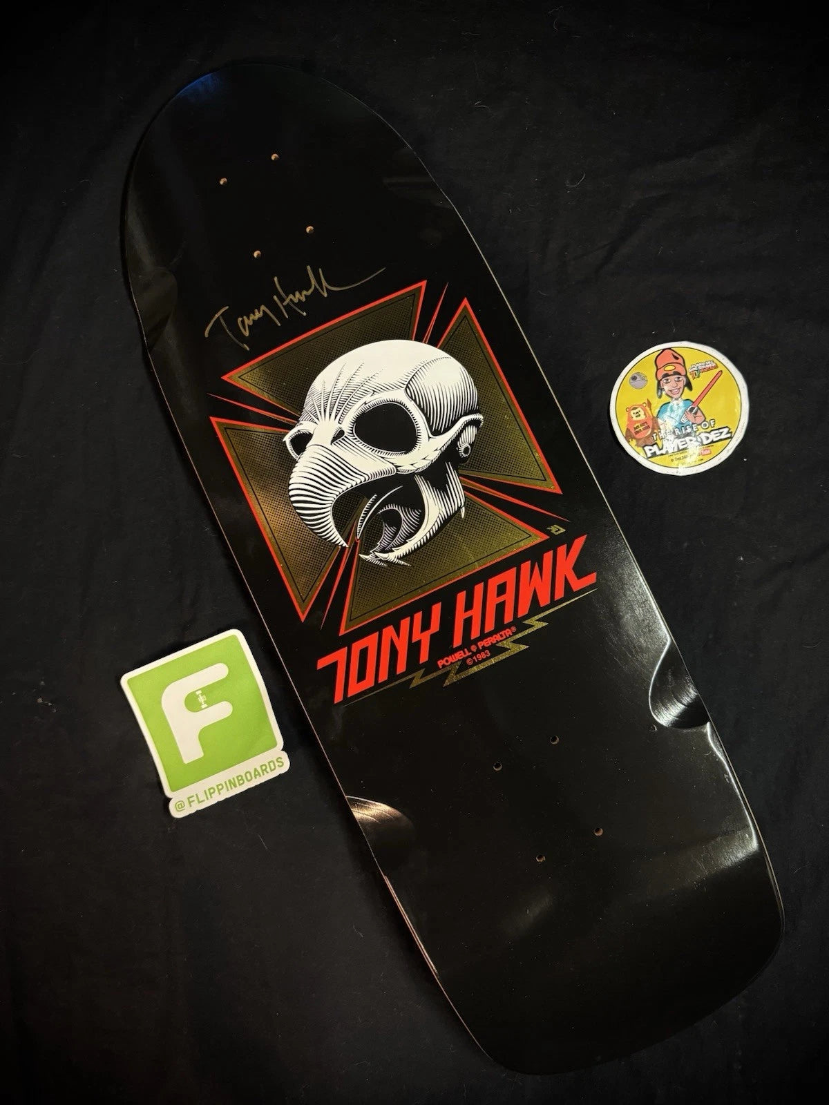 Tony Hawk Signed Gold Foil Series 16 Autographed Skateboard Deck Bones Brigade Powell Peralta