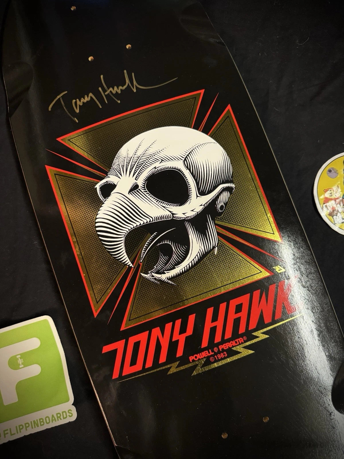 Tony Hawk Signed Gold Foil Series 16 Autographed Skateboard Deck Bones Brigade Powell Peralta