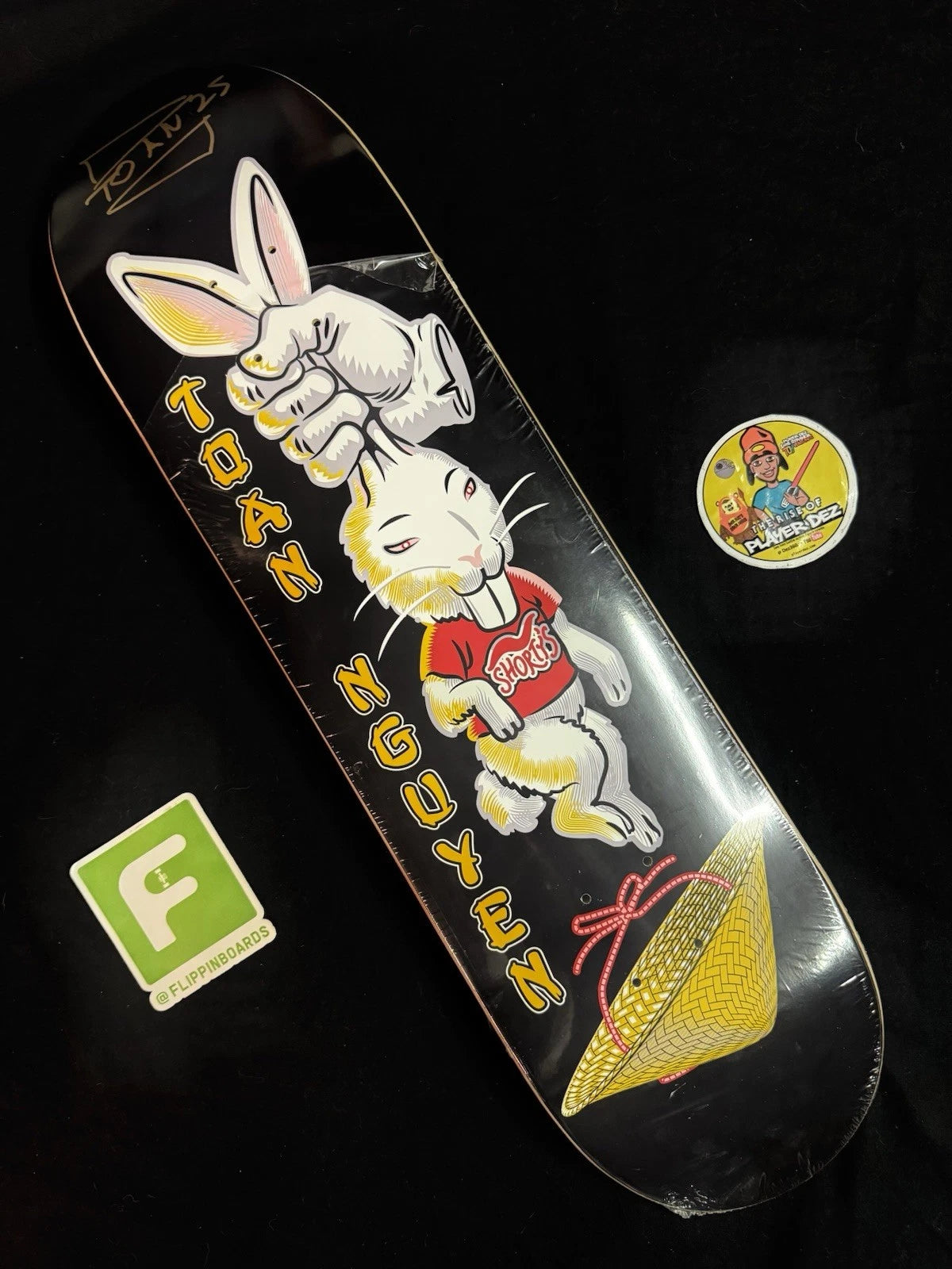 Toan Nguyen Signed Lucky Rabbit Shorty’s Skateboard Deck Autographed Skateboard Deck