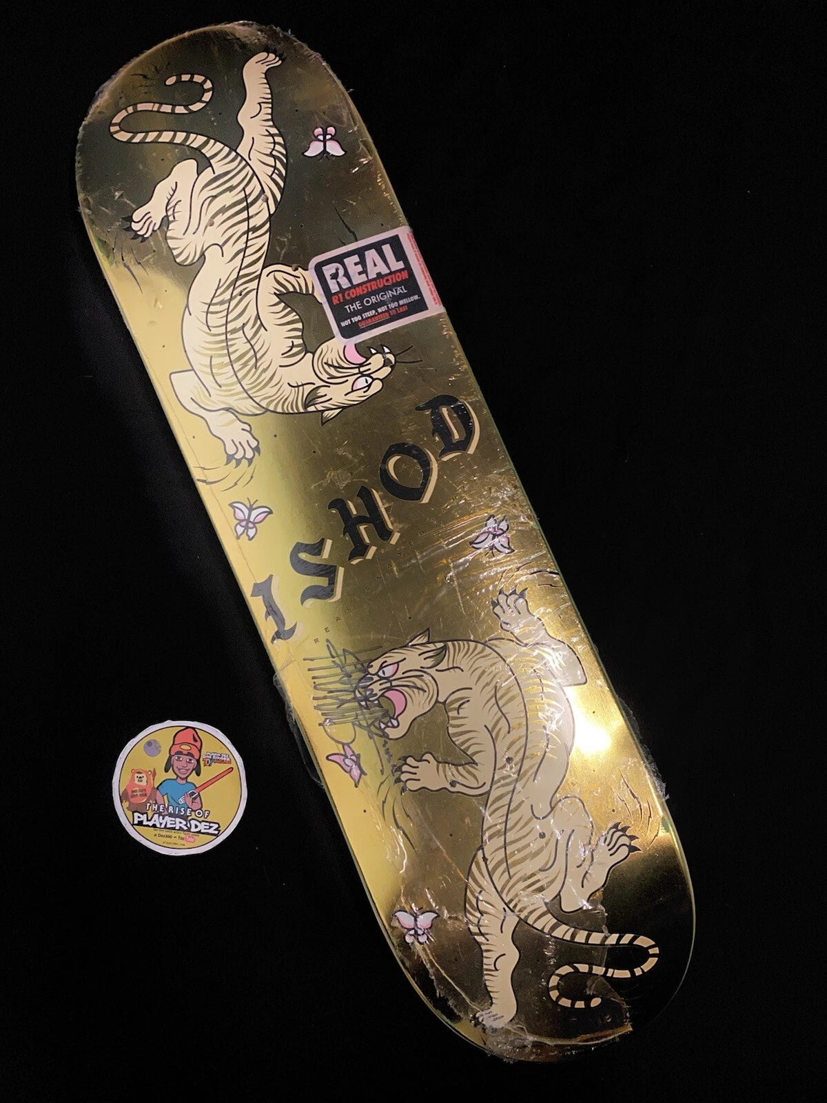 Signed Ishod Wair Gold Foil Cat Scratch Twin Tail Autographed REAL Skateboard Deck