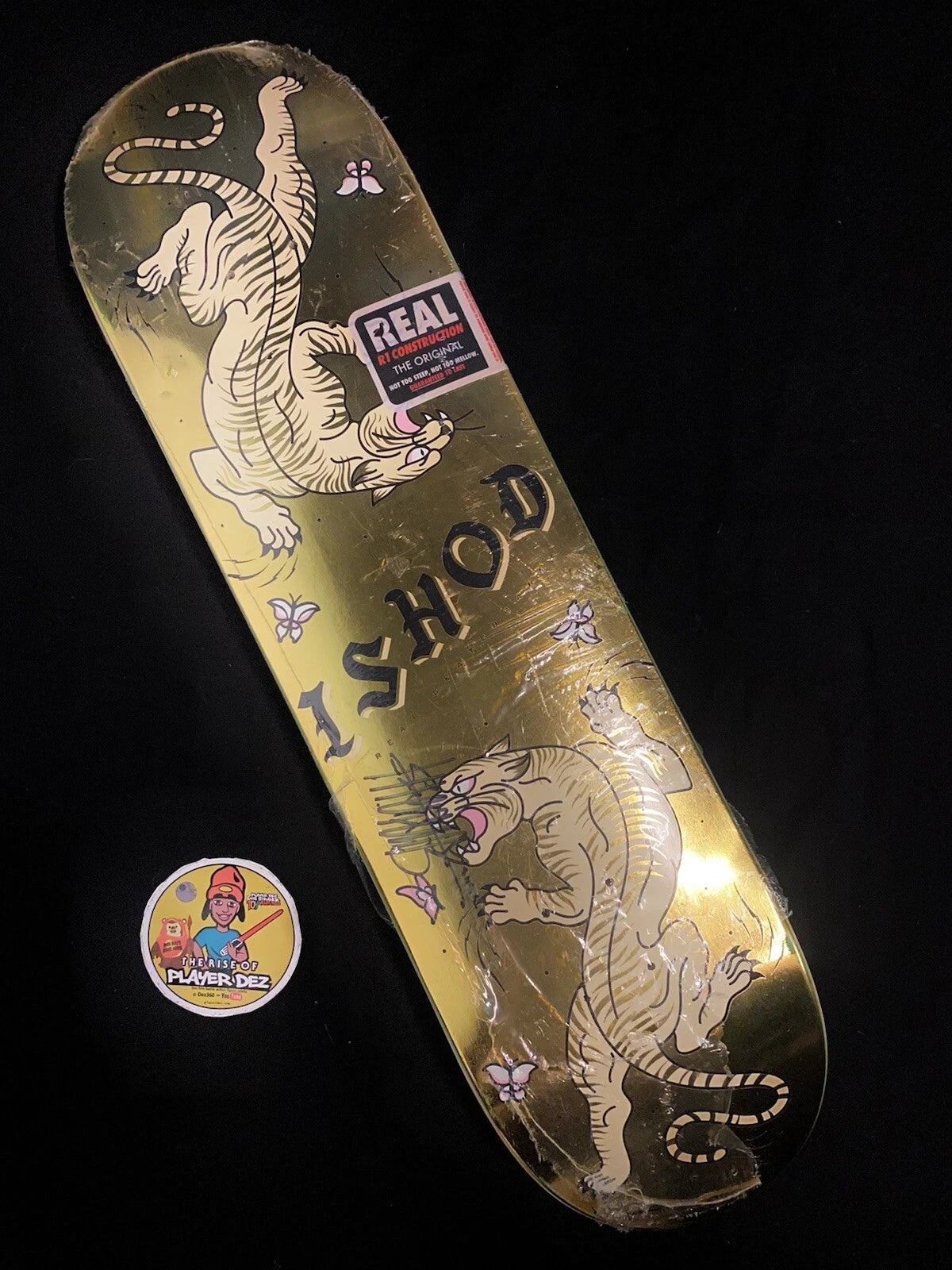 Signed Ishod Wair Gold Foil Cat Scratch Twin Tail Autographed REAL Skateboard Deck