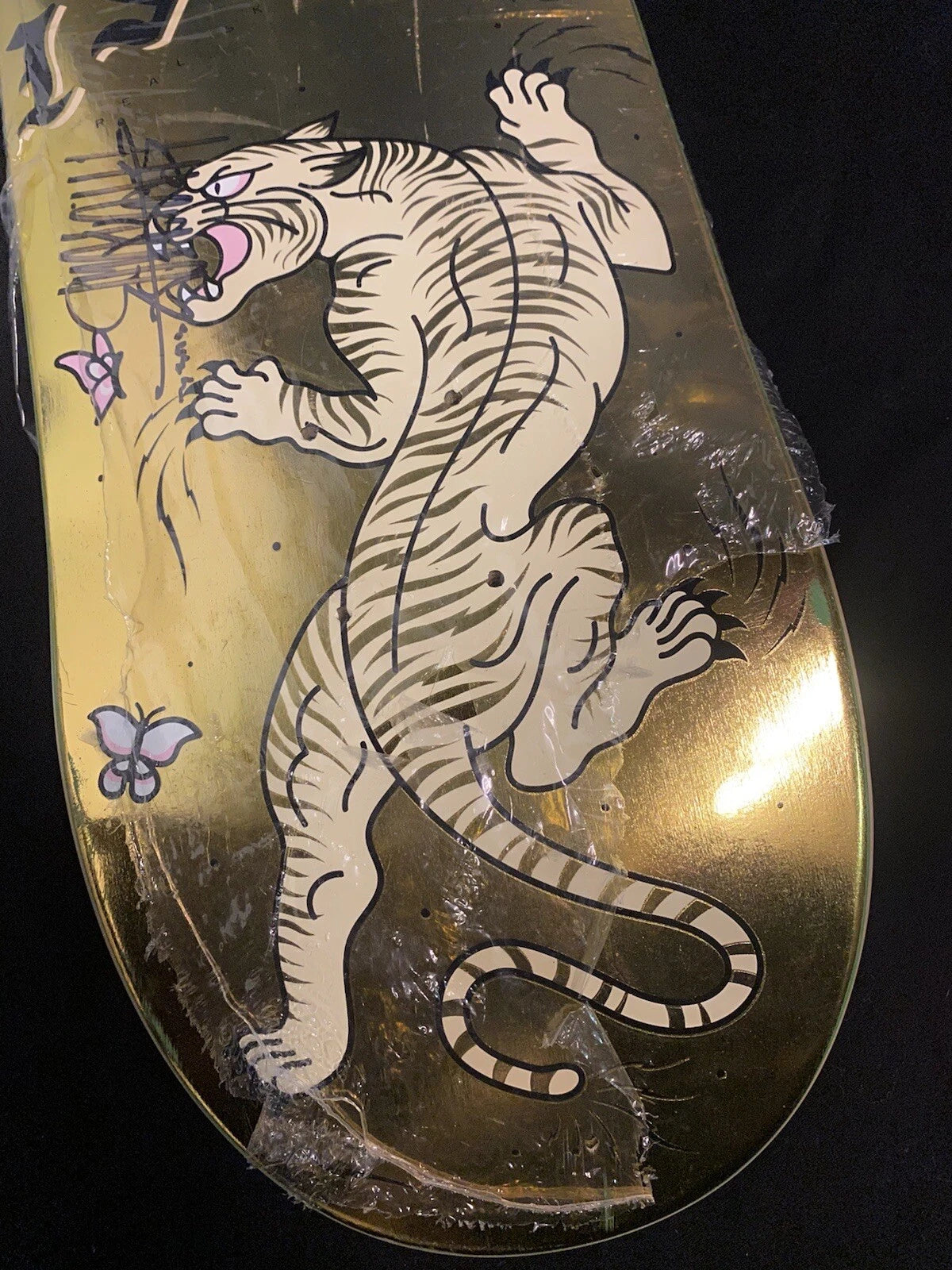 Signed Ishod Wair Gold Foil Cat Scratch Twin Tail Autographed REAL Skateboard Deck