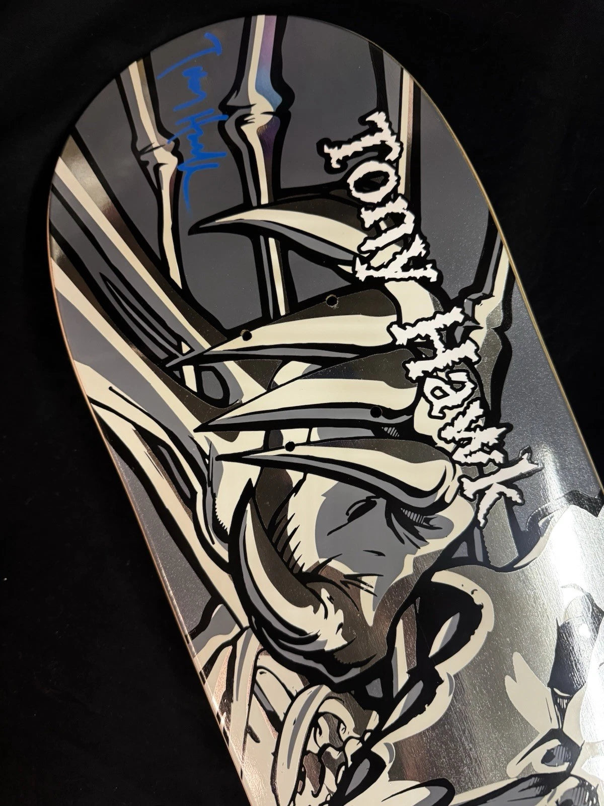 Signed Tony Hawk Falcon 3 Gunmetal Foil Birdhouse Autographed Skateboard Deck