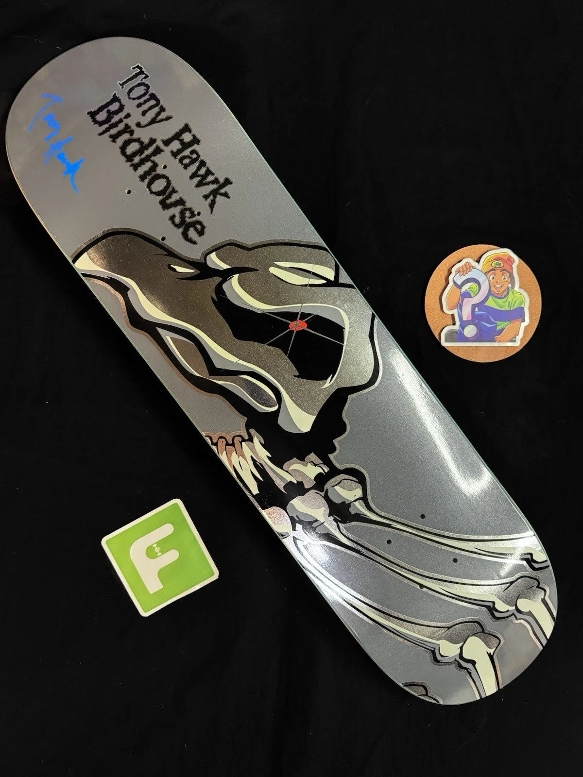 Signed Tony Hawk Falcon 1 Gunmetal Foil Birdhouse Autographed Skateboard Deck