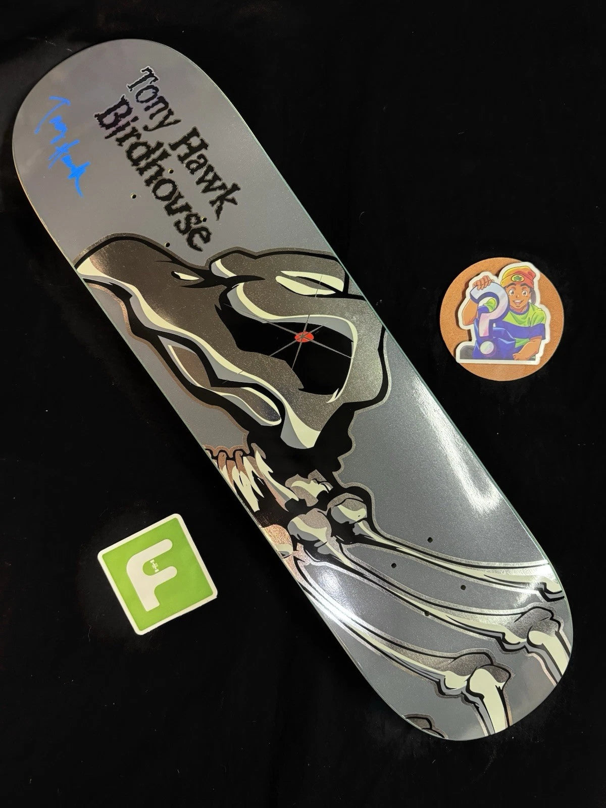 Signed Tony Hawk Falcon 1 Gunmetal Foil Birdhouse Autographed Skateboard Deck