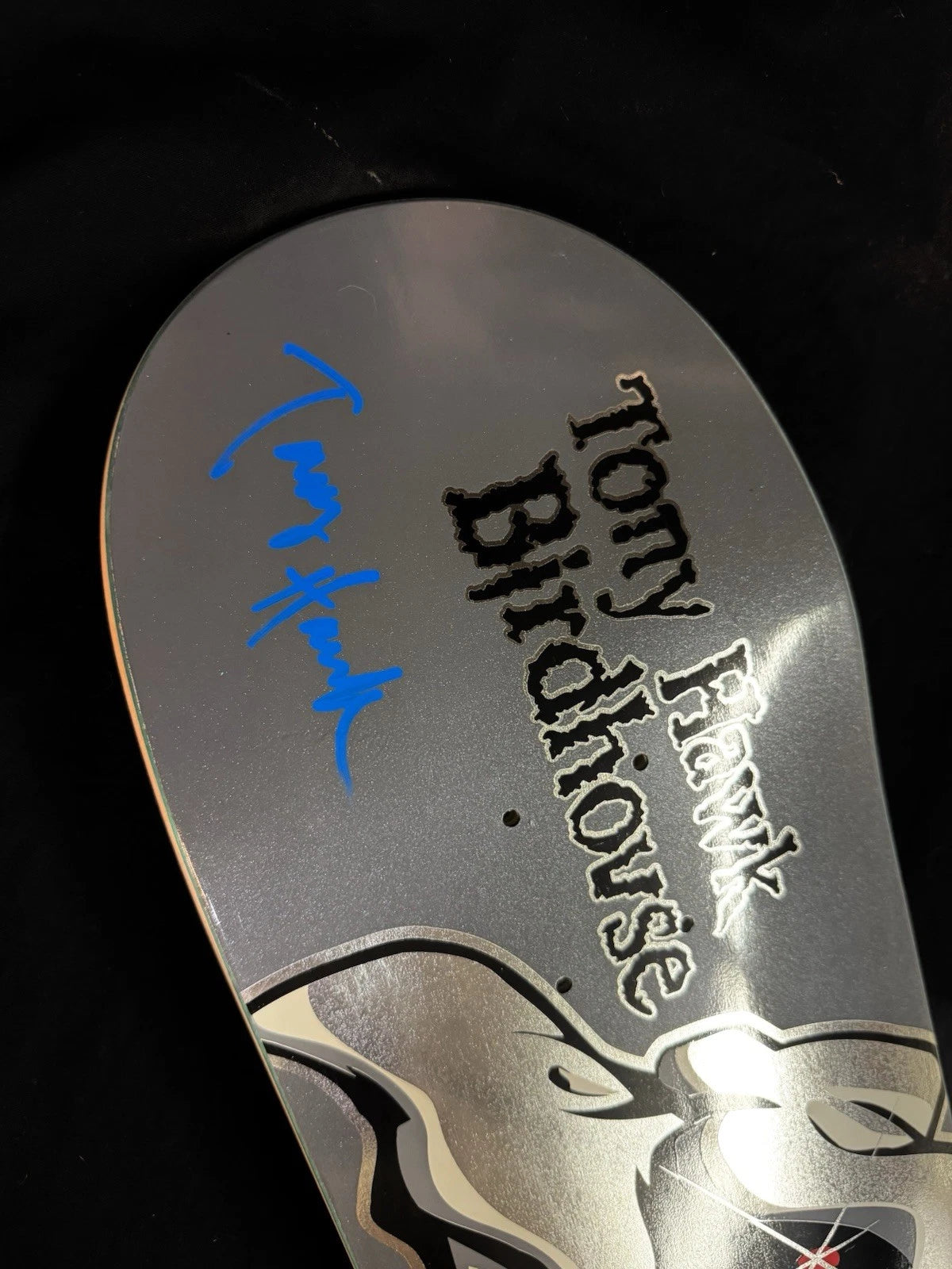 Signed Tony Hawk Falcon 1 Gunmetal Foil Birdhouse Autographed Skateboard Deck
