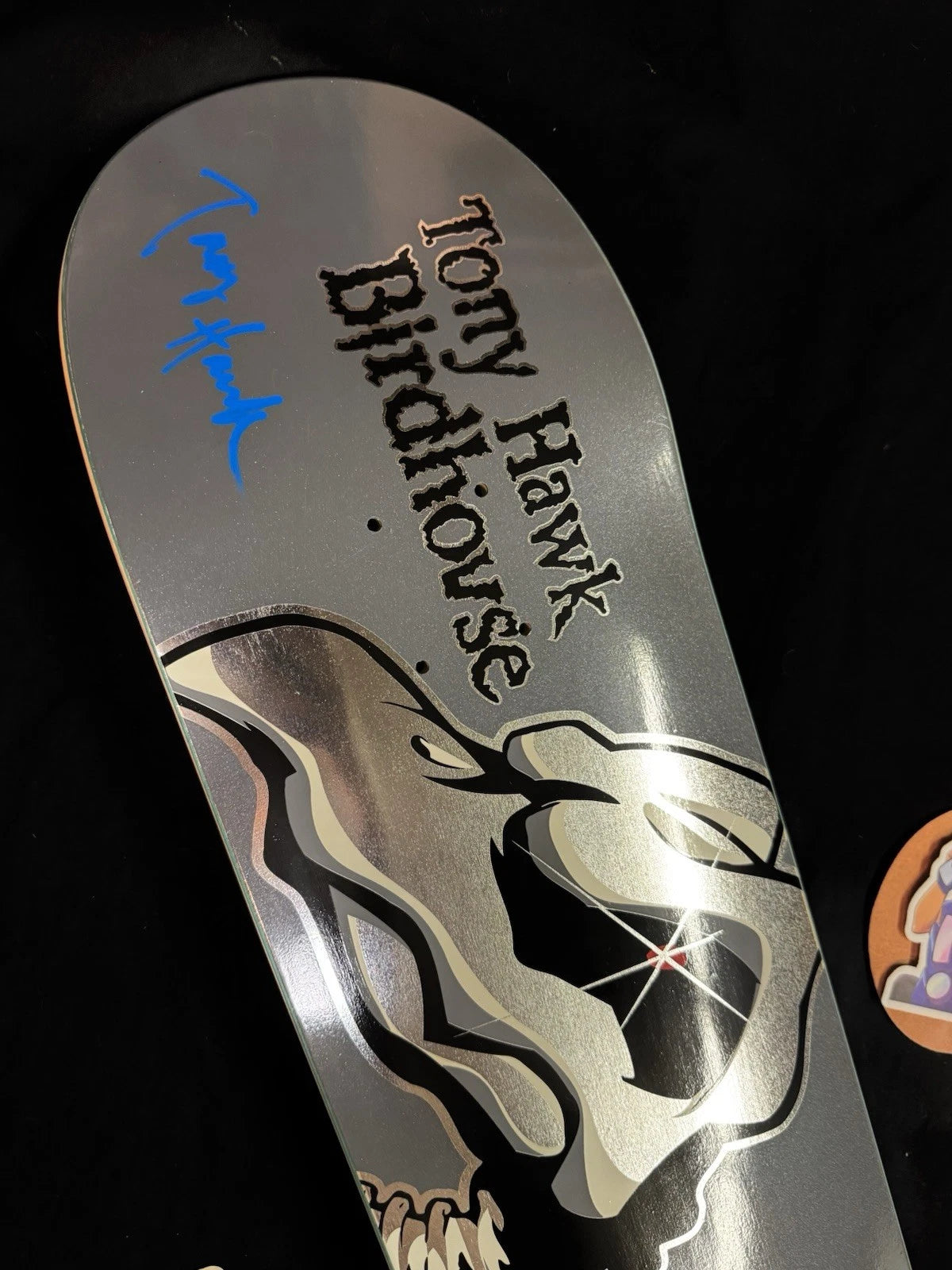 Signed Tony Hawk Falcon 1 Gunmetal Foil Birdhouse Autographed Skateboard Deck