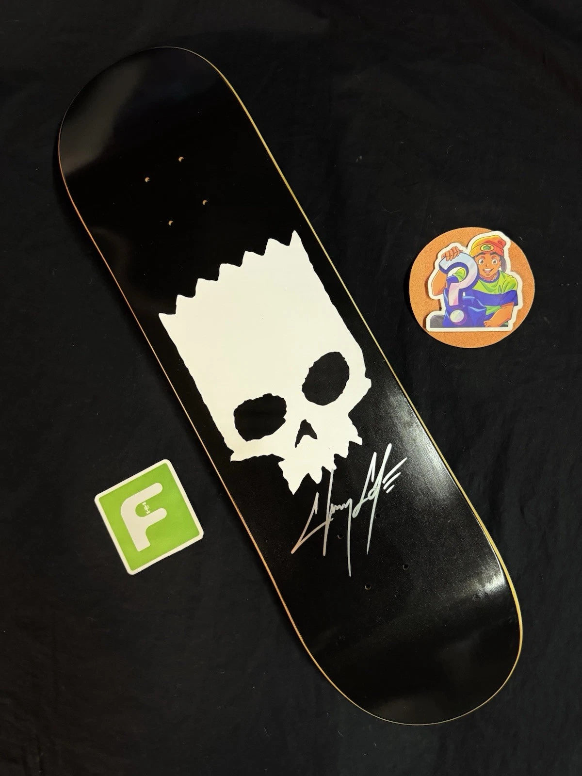 Signed Chris Cole Bart Simpson Skull Zero Autographed Skateboard Deck