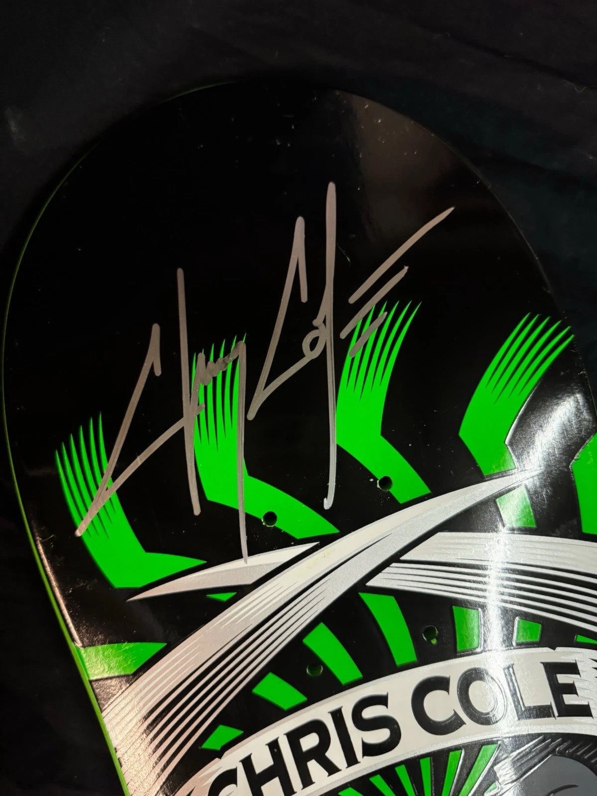 Signed Chris Cole Reaper Green Dipped Zero Autographed Skateboard Deck