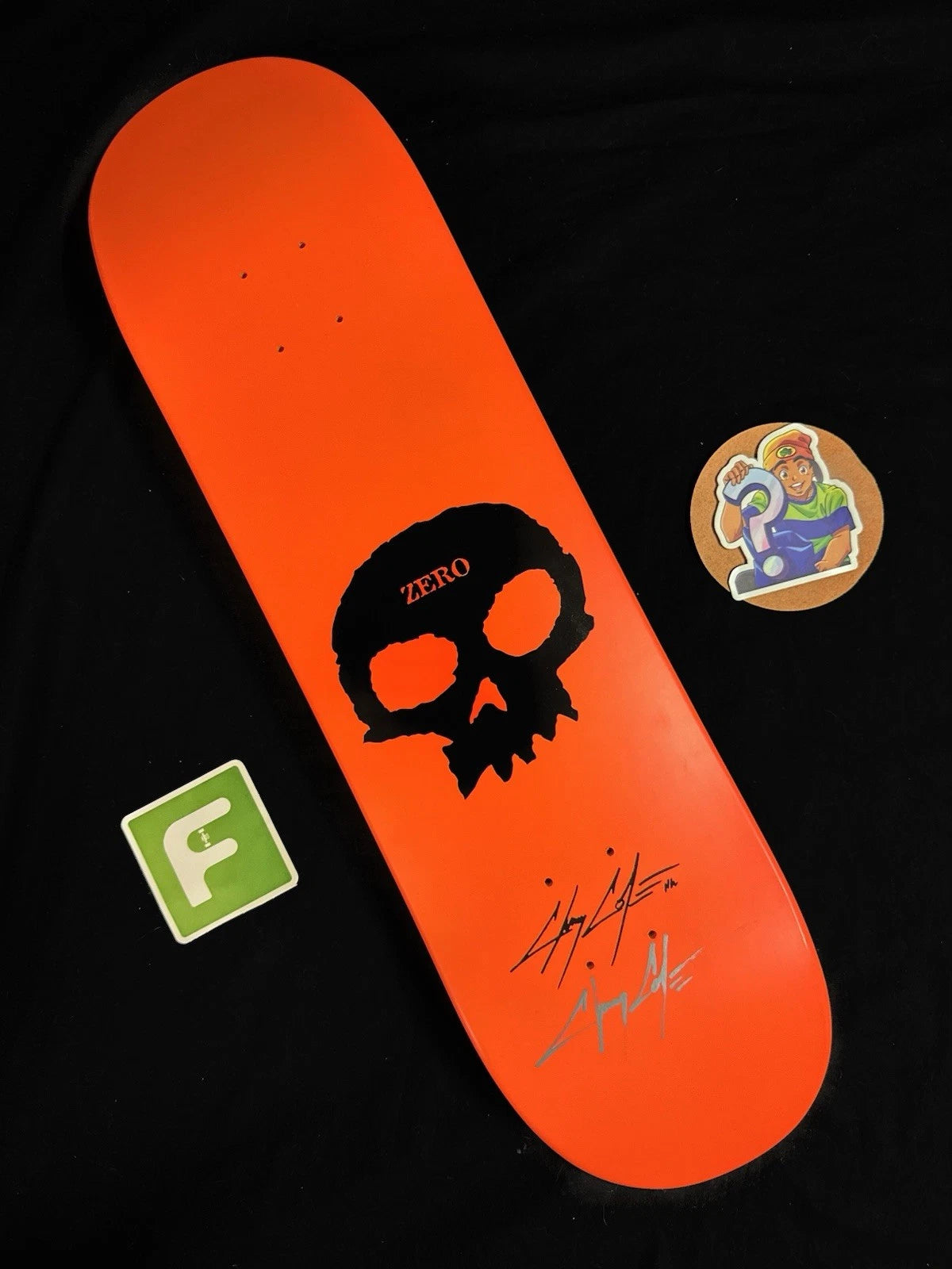 Signed Chris Cole Orange Dipped Zero Autographed Skateboard Deck