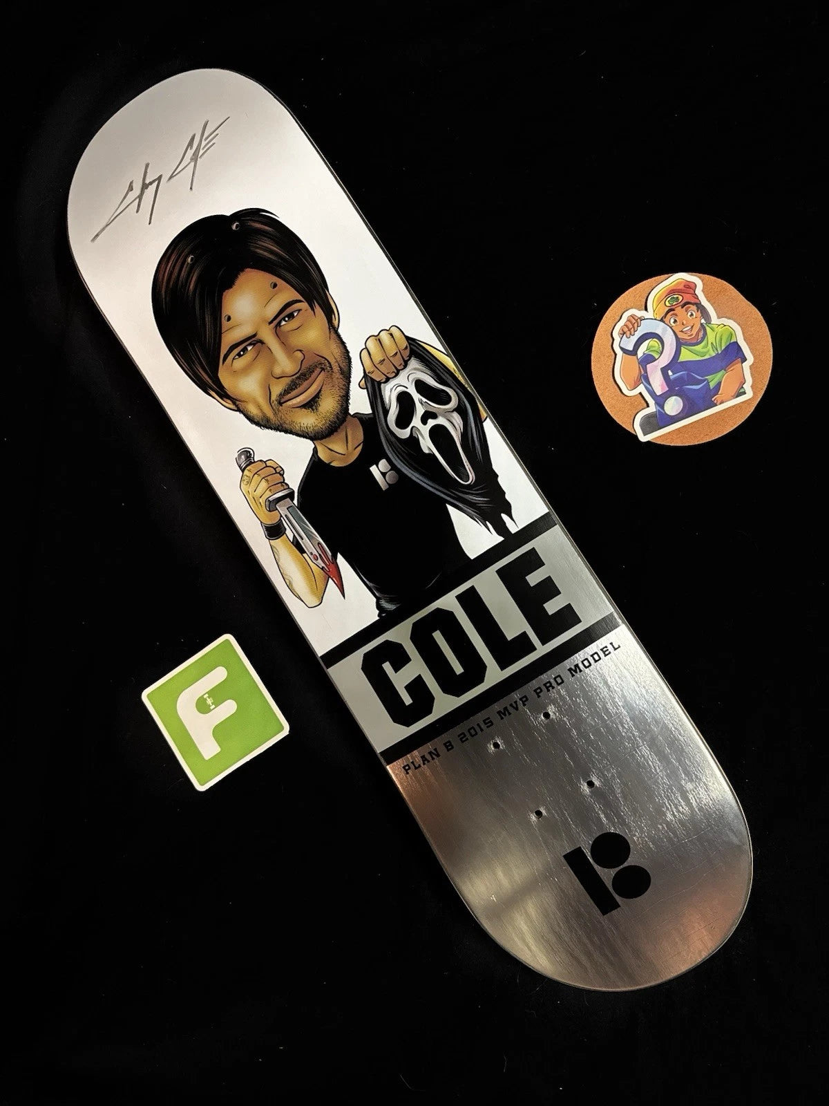 Signed Chris Cole Scream Mask 2015 MVP Plan B Autographed Skateboard Deck