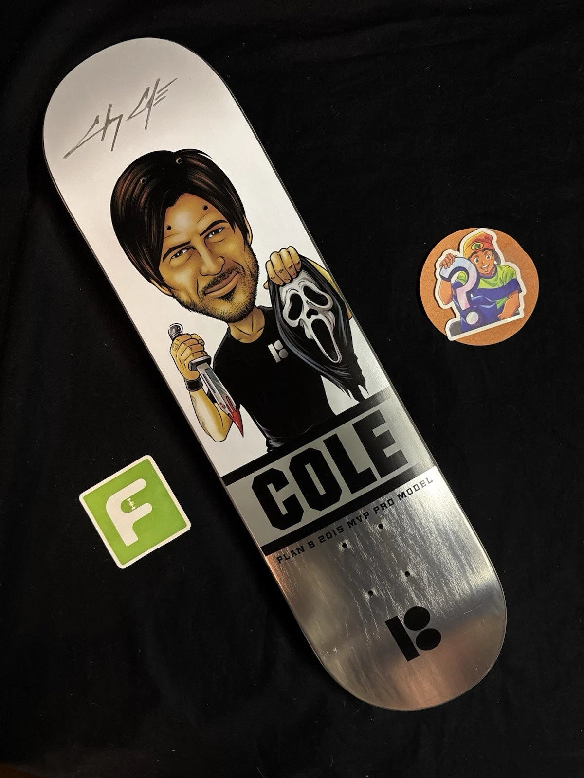 Signed Chris Cole Scream Mask 2015 MVP Plan B Autographed Skateboard Deck