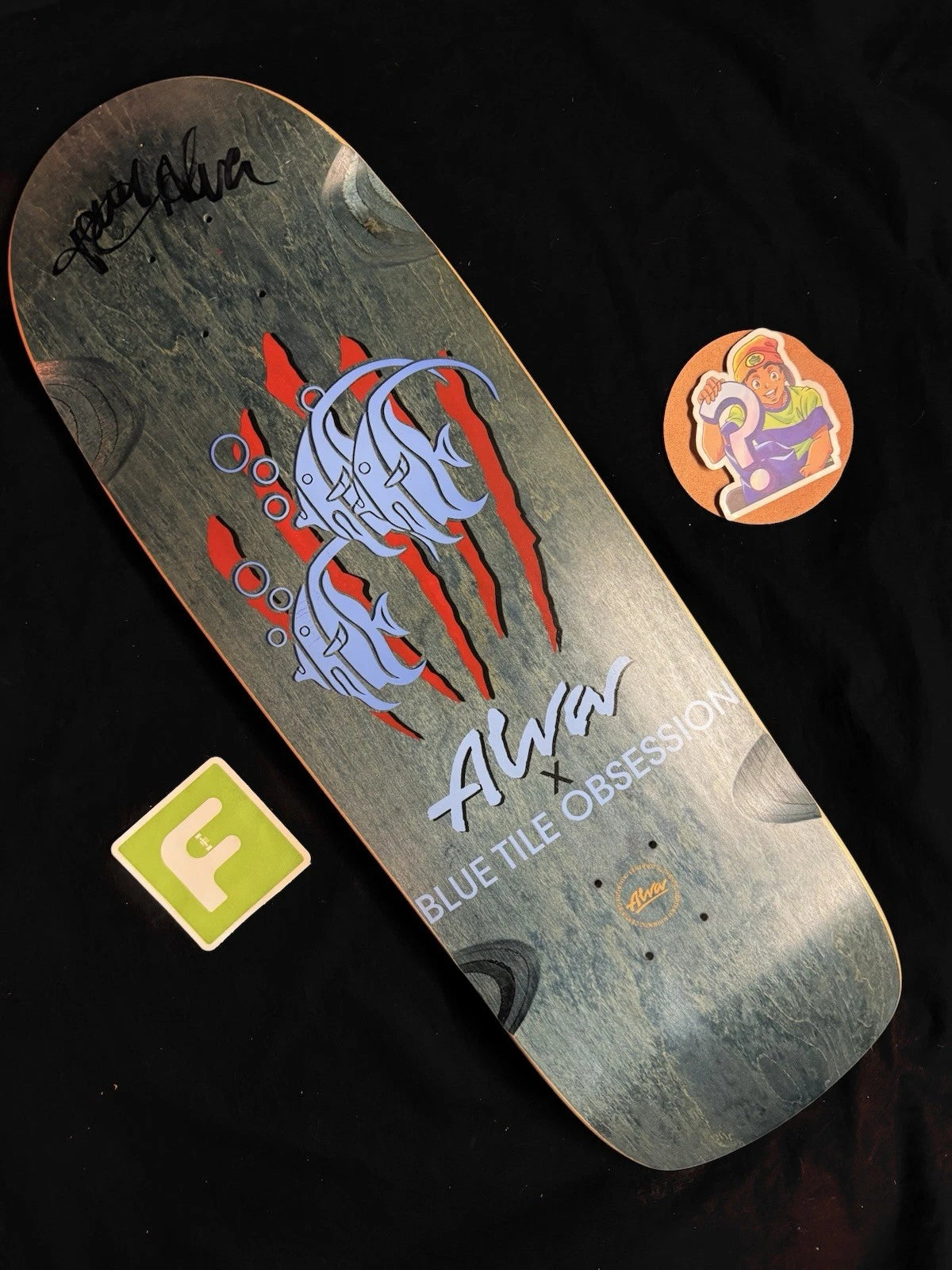 Signed Tony Alva Blue Tile Obsession Alva Skates Autographed Skateboard Deck