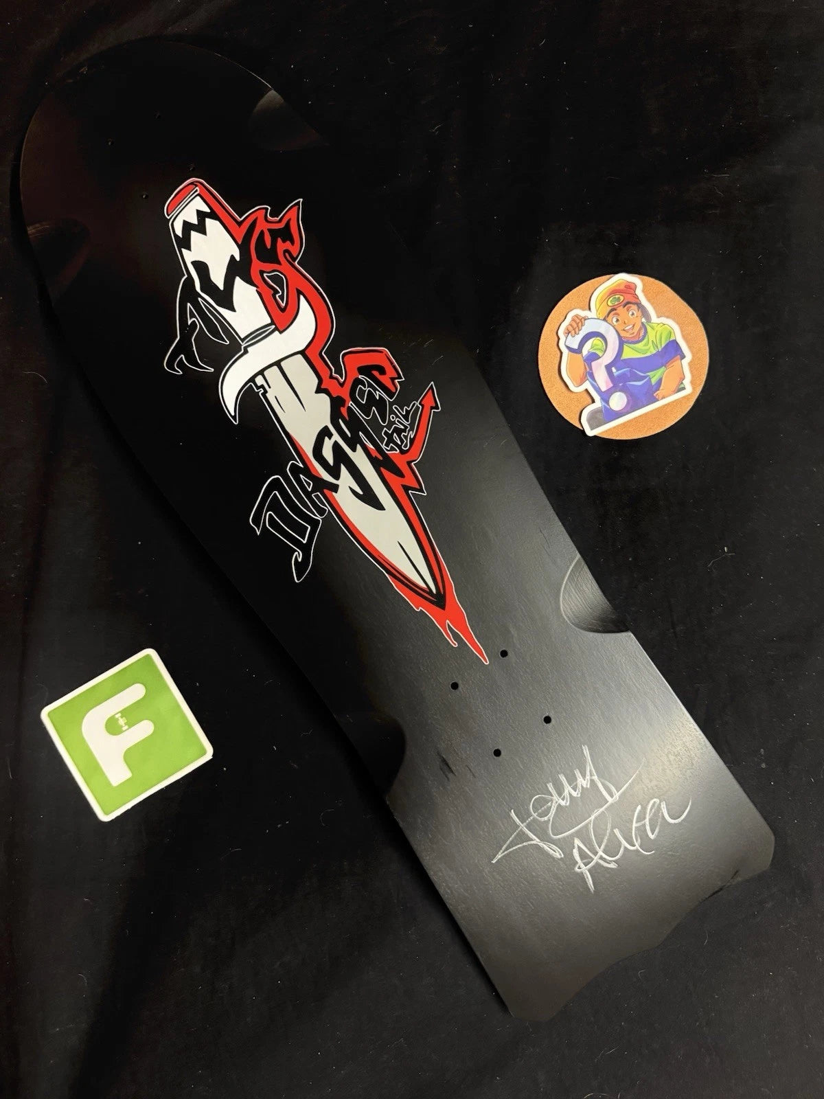 Signed Tony Alva LE Black Red Dagger Limited Autographed Skateboard Deck