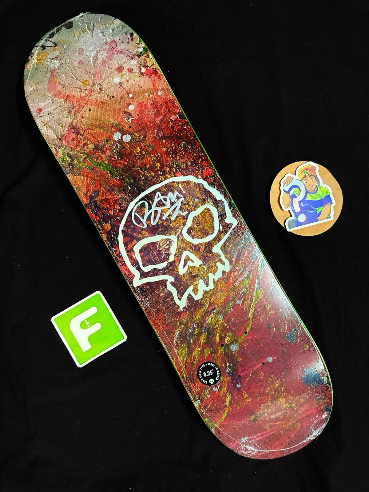 Signed Bam Margera Splatter Skull Limited Zero Autographed Skateboard Deck