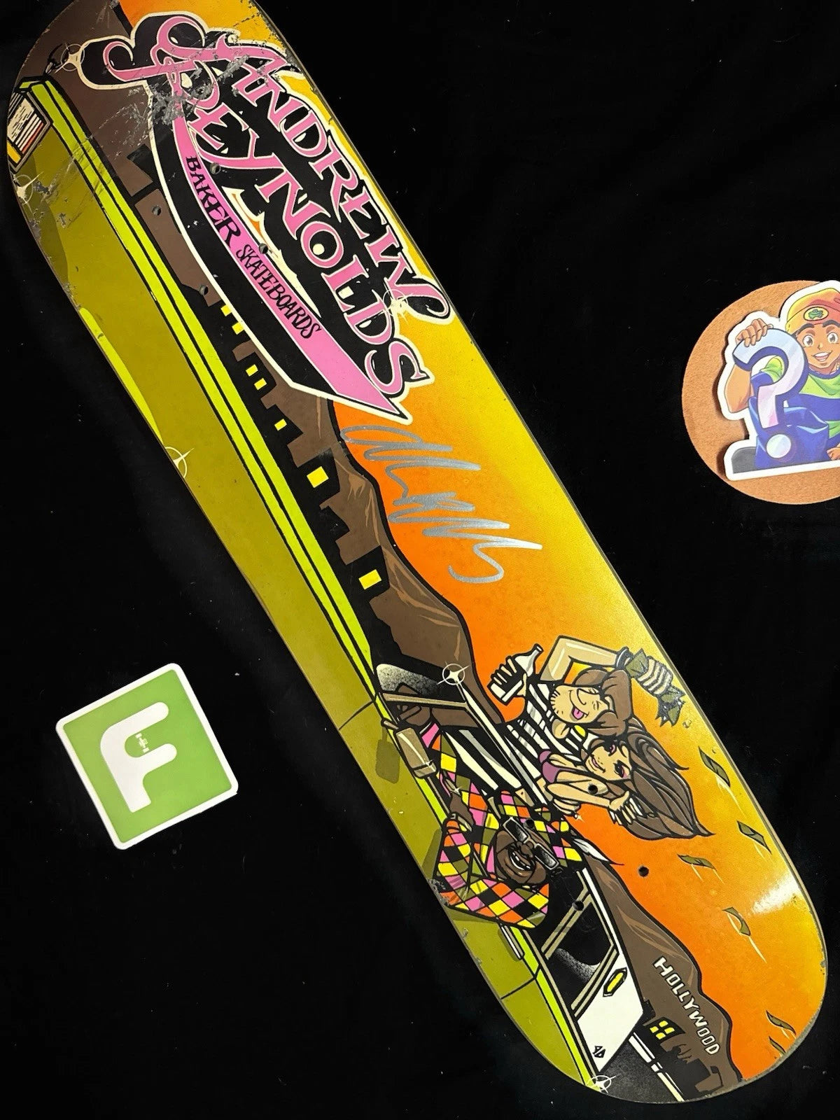 Signed Andrew Reynolds Shaggy Scooby Doo Autographed Baker Skateboard Deck