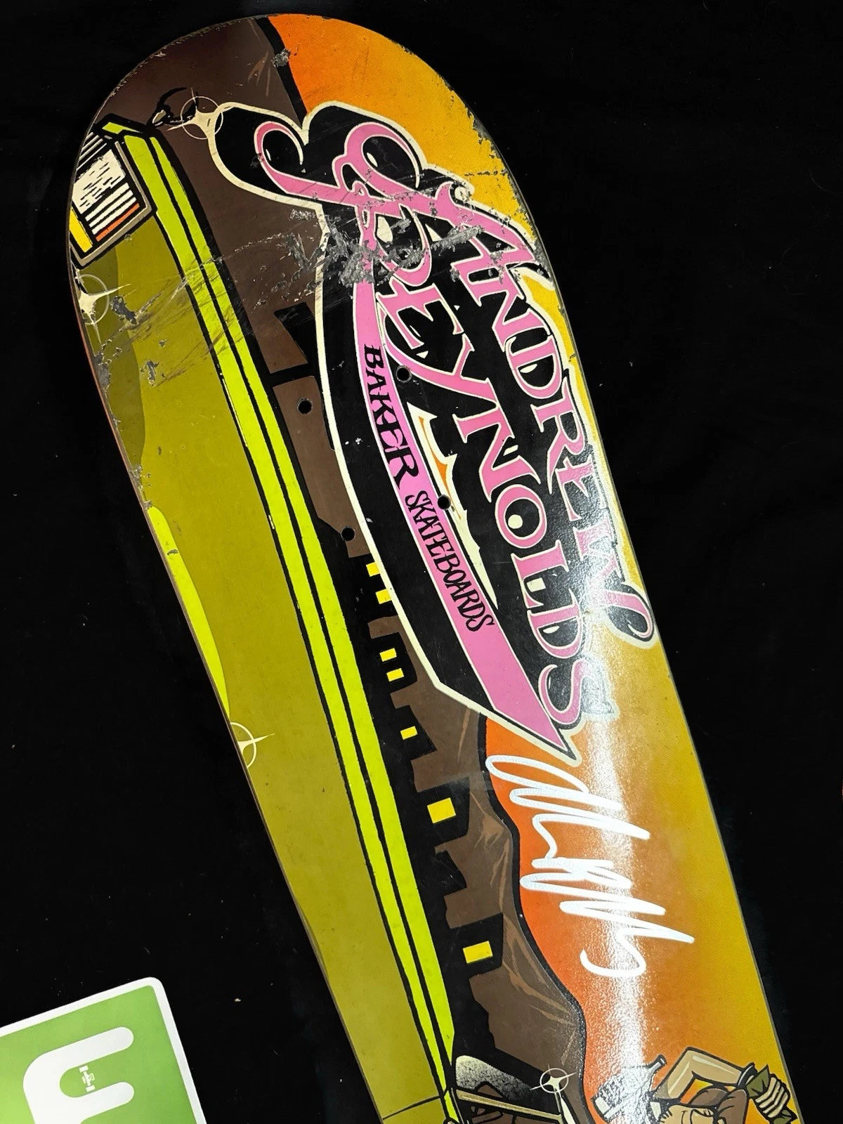 Signed Andrew Reynolds Shaggy Scooby Doo Autographed Baker Skateboard Deck