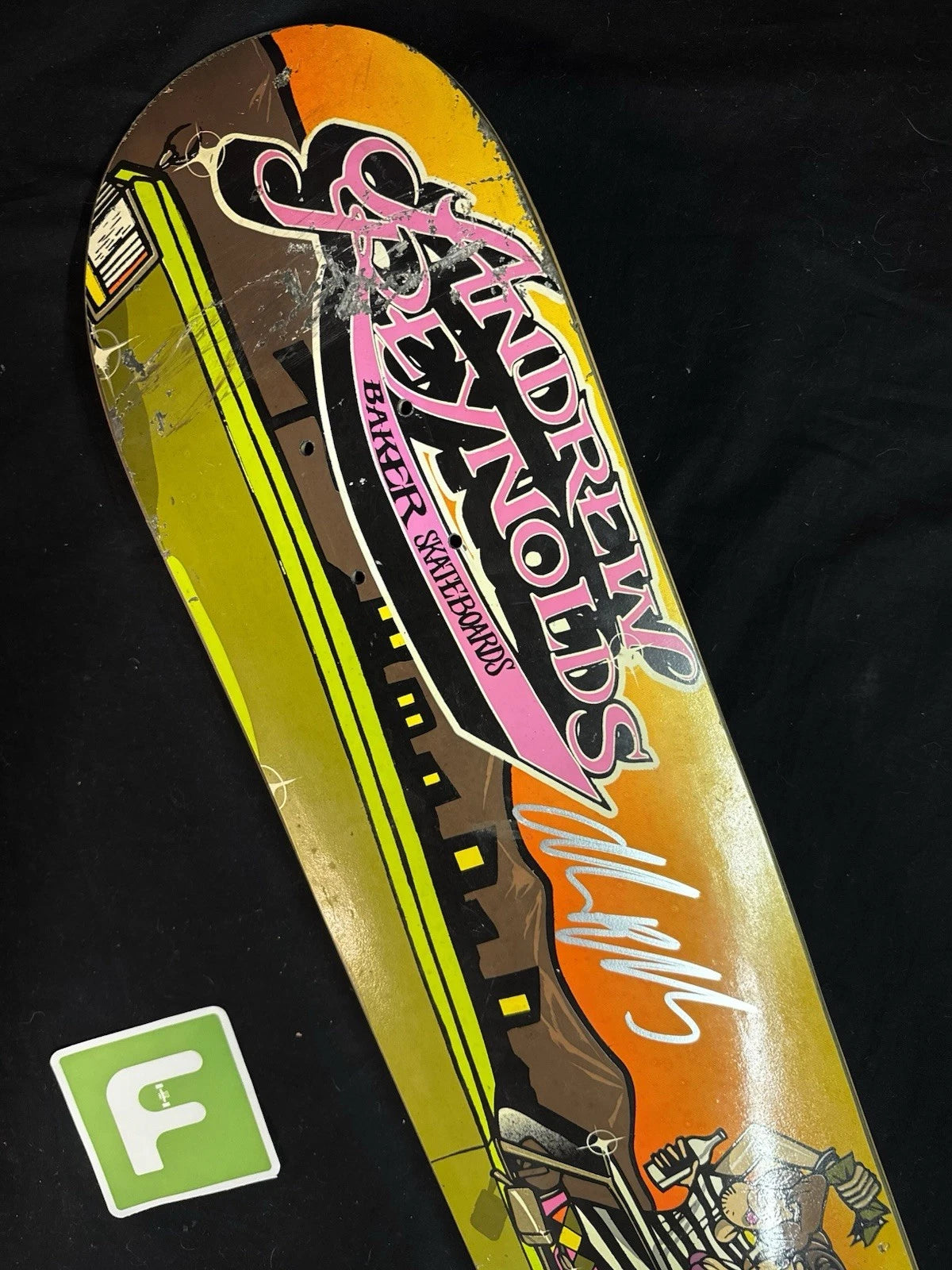 Signed Andrew Reynolds Shaggy Scooby Doo Autographed Baker Skateboard Deck