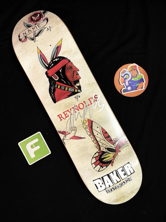 Signed Andrew Reynolds Tattoo Artist Chief Autographed Baker Skateboard Deck
