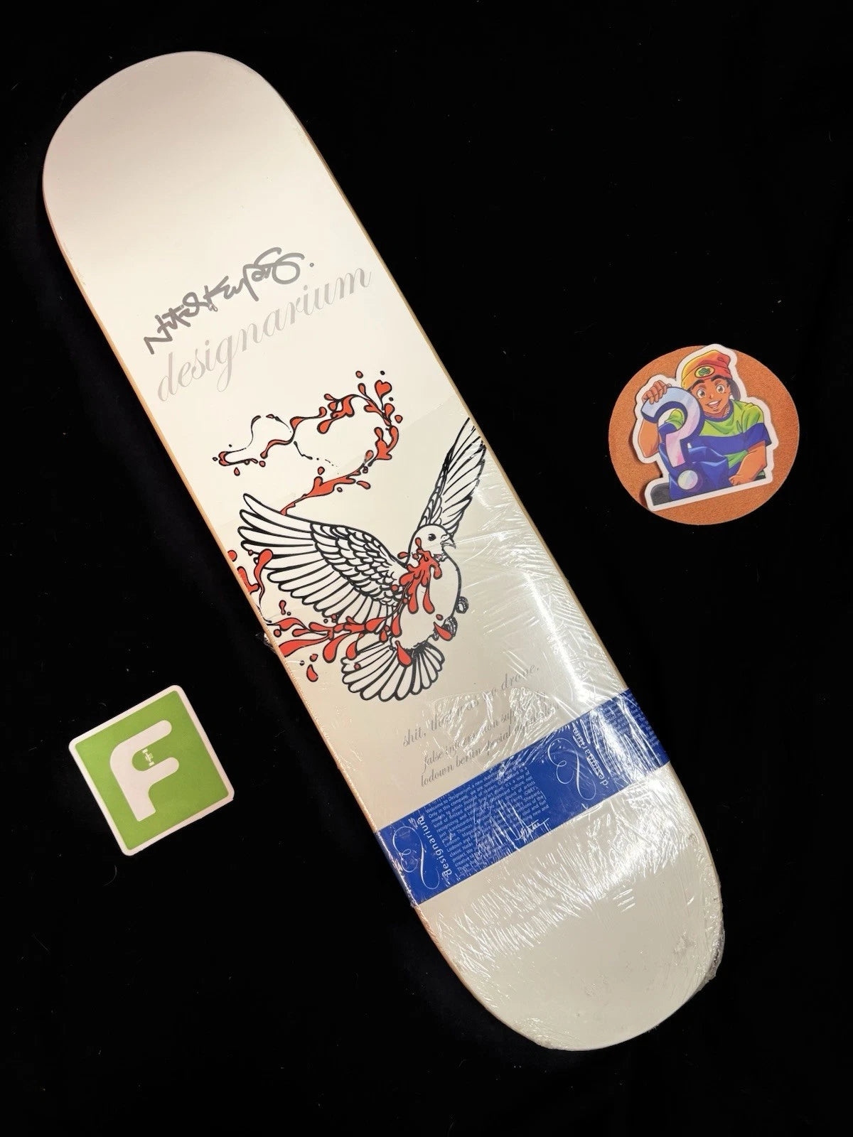 Signed Natas Kaupas Designarium White Dove Autographed Skateboard Deck