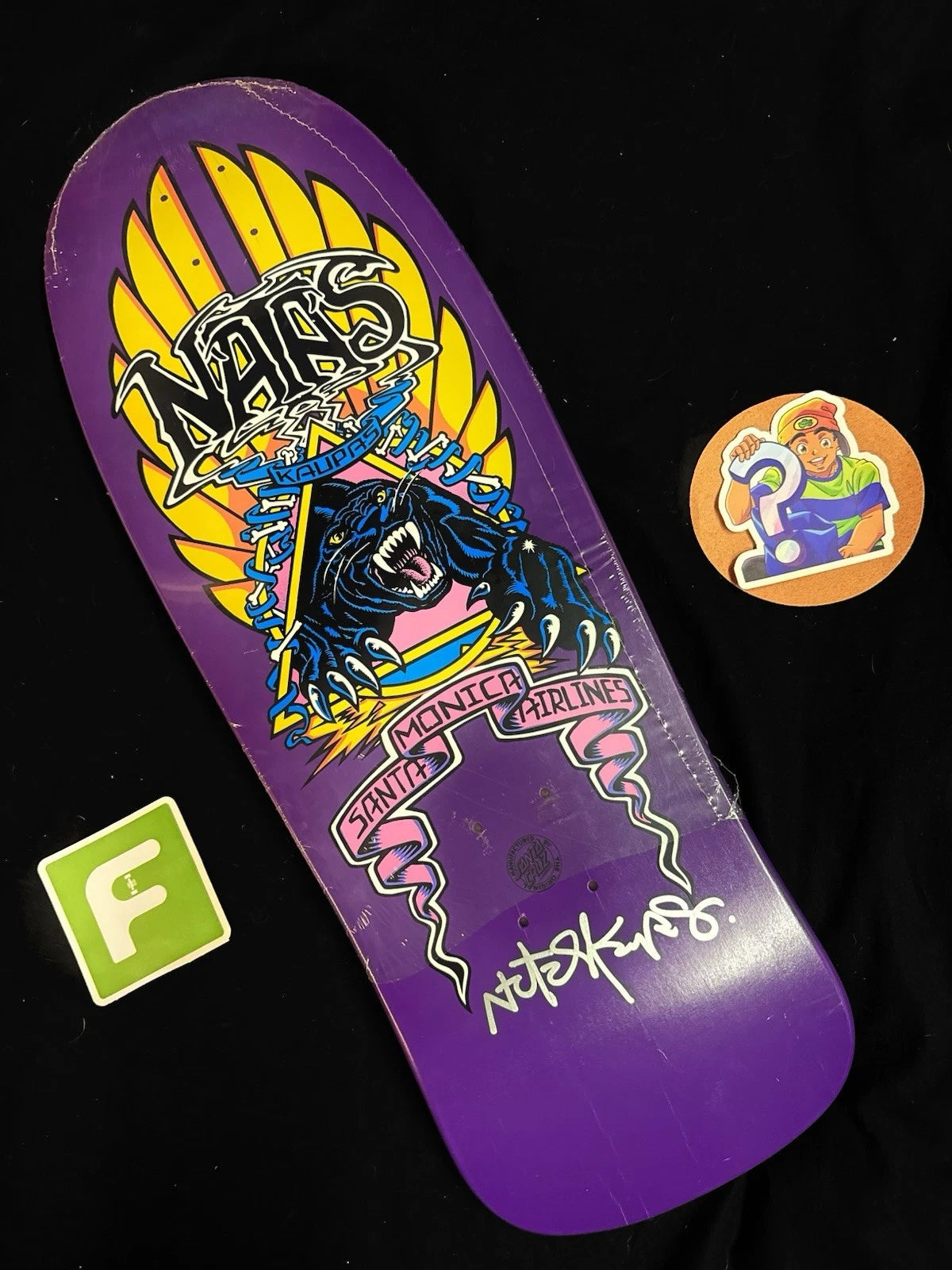 Signed Natas Kaupas Flocked Garfield SMA Autographed Skateboard Deck