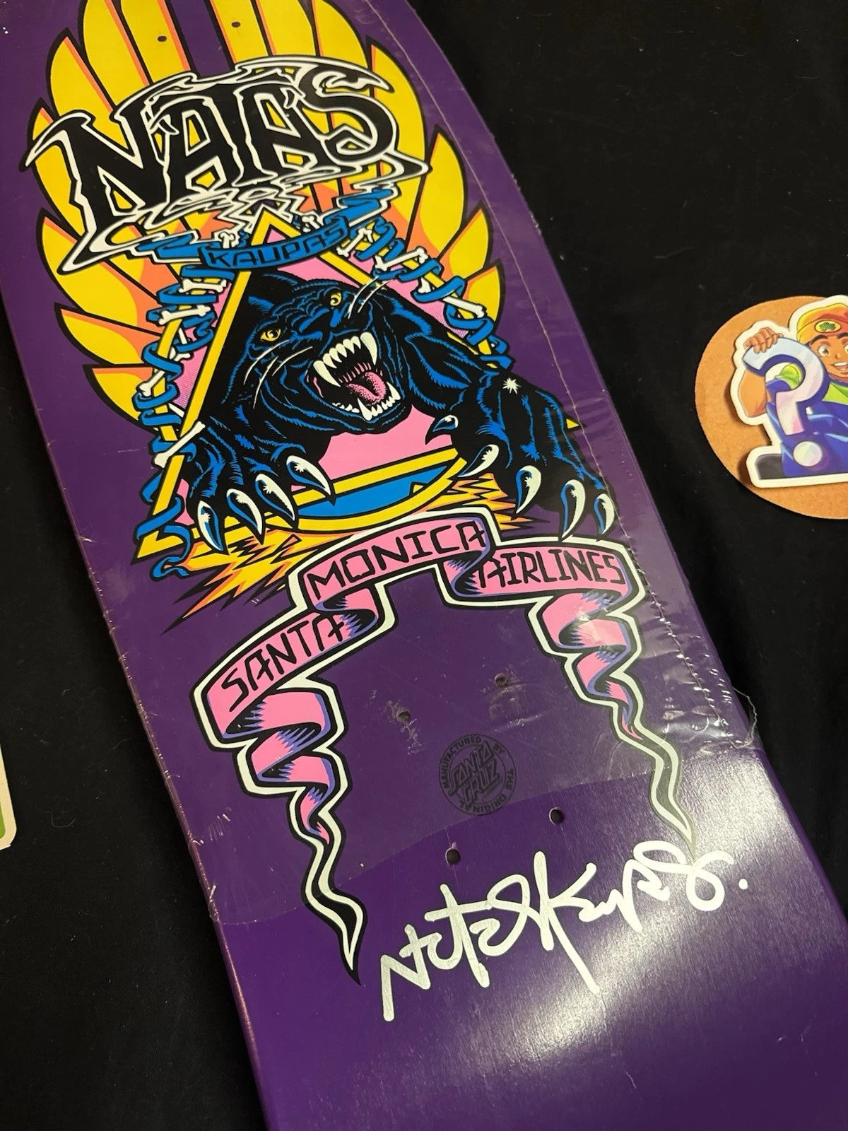 Signed Natas Kaupas Flocked Garfield SMA Autographed Skateboard Deck