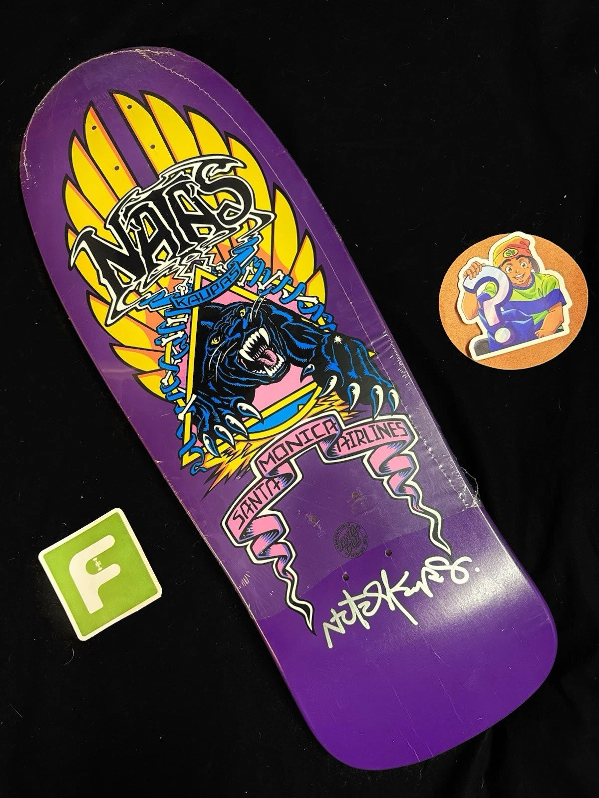 Signed Natas Kaupas Flocked Garfield SMA Autographed Skateboard Deck