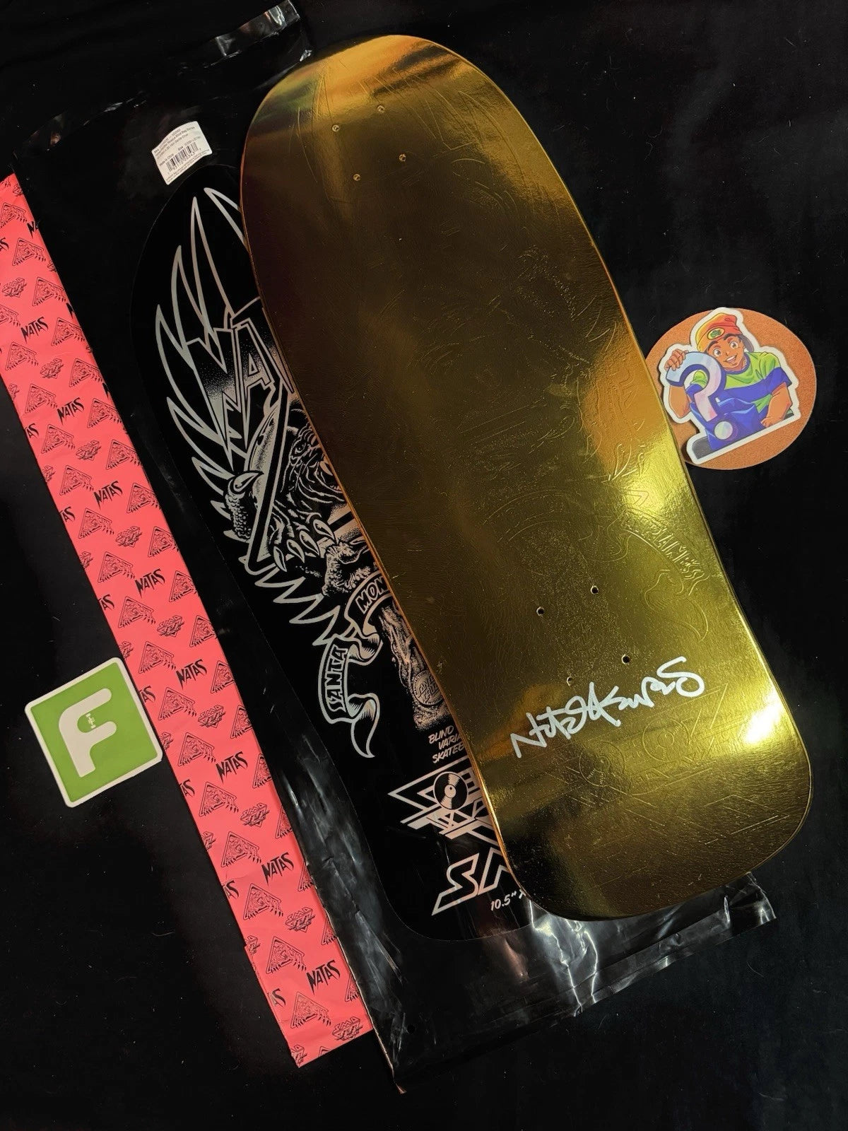 Signed Natas Kaupas Gold Foil Panther Blind Bag Autographed Skateboard Deck