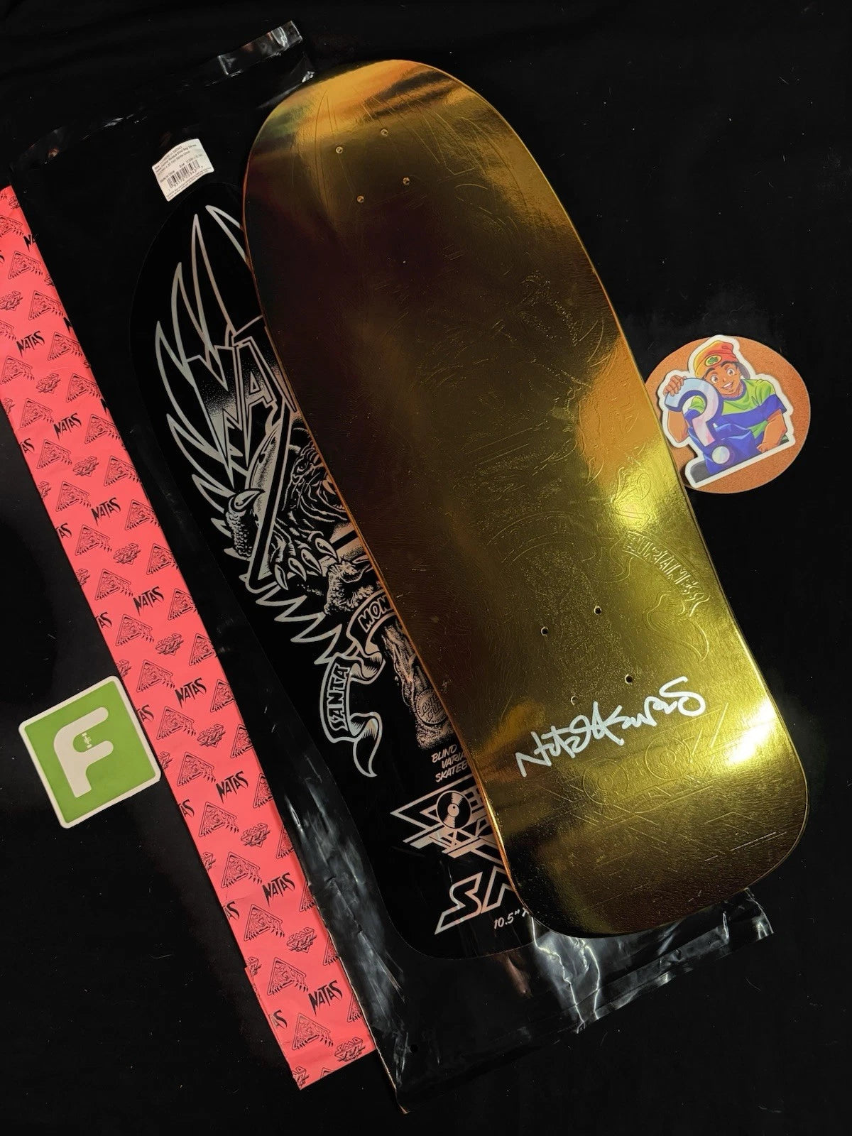 Signed Natas Kaupas Gold Foil Panther Blind Bag Autographed Skateboard Deck