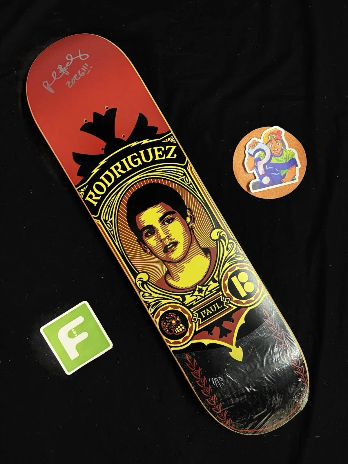 Signed Paul Rodriguez Shepard Fairey Plan B Autographed Skateboard Deck