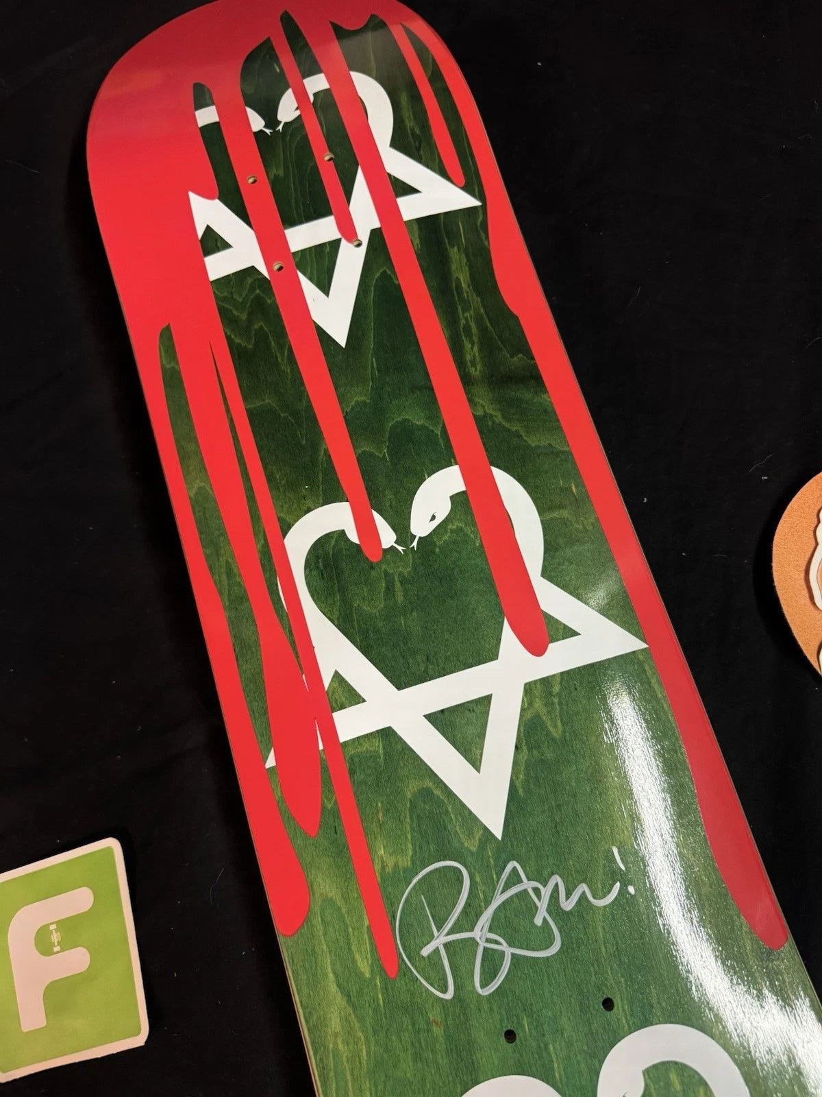 Signed Bam Margera Green Blood Drip Autographed Zero Skateboard Deck