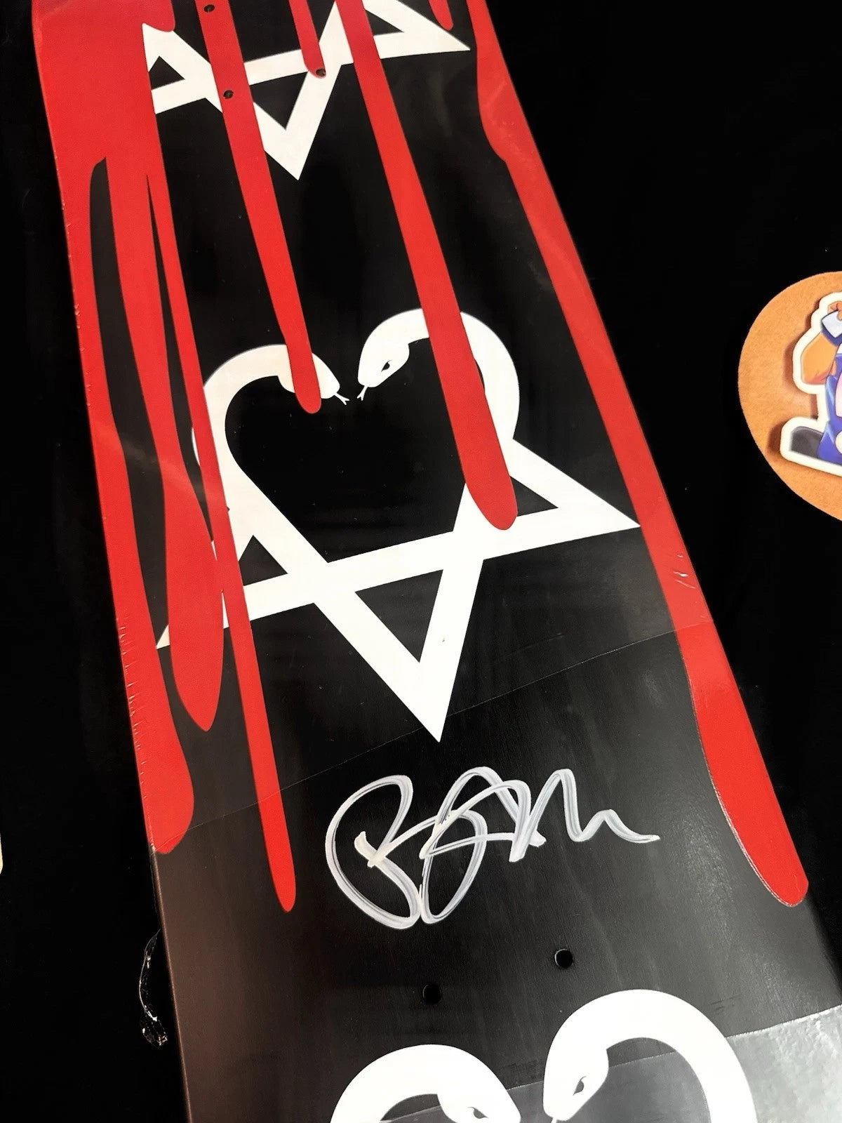 Signed Bam Margera Black Blood Drip Autographed Zero Skateboard Deck