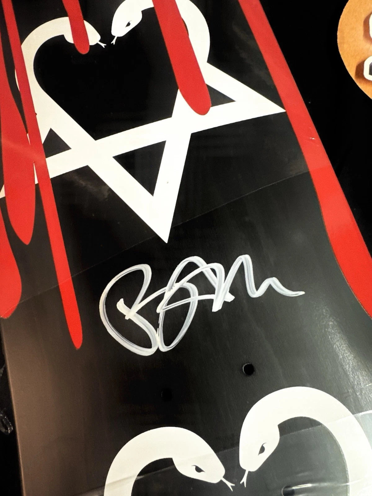 Signed Bam Margera Black Blood Drip Autographed Zero Skateboard Deck