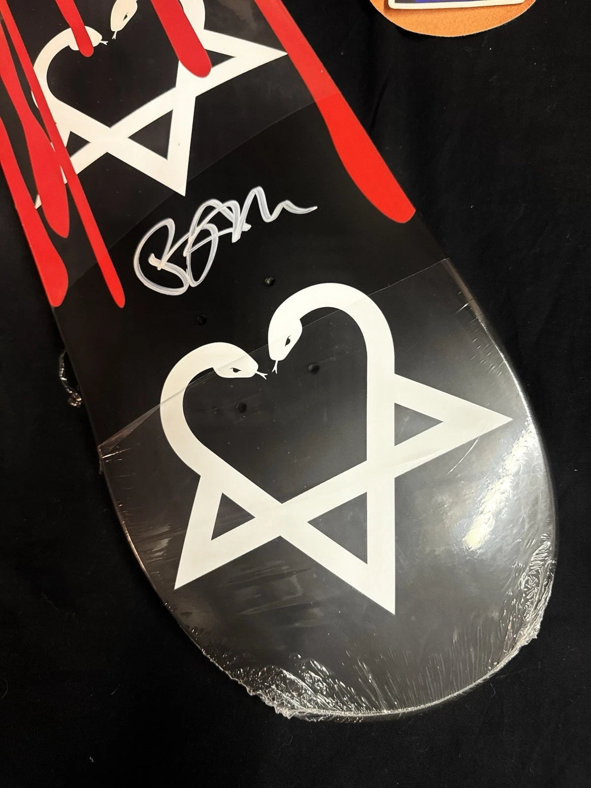 Signed Bam Margera Black Blood Drip Autographed Zero Skateboard Deck