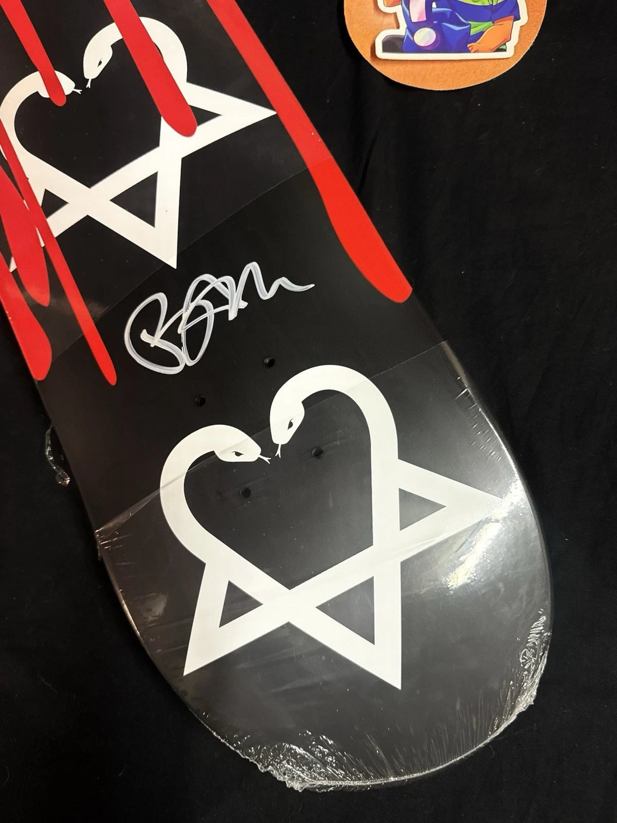 Signed Bam Margera Black Blood Drip Autographed Zero Skateboard Deck