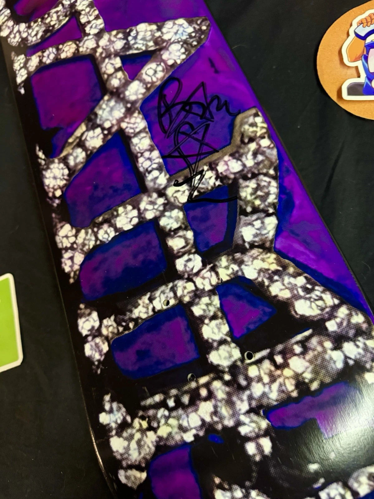 Signed Bam Margera Black Dip Purple Diamond Grills HIM Autographed Skateboard Deck