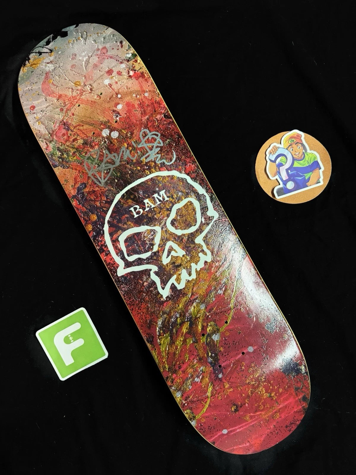 Signed Bam Margera Splattered Skull Limited Zero Autographed Skateboard Deck