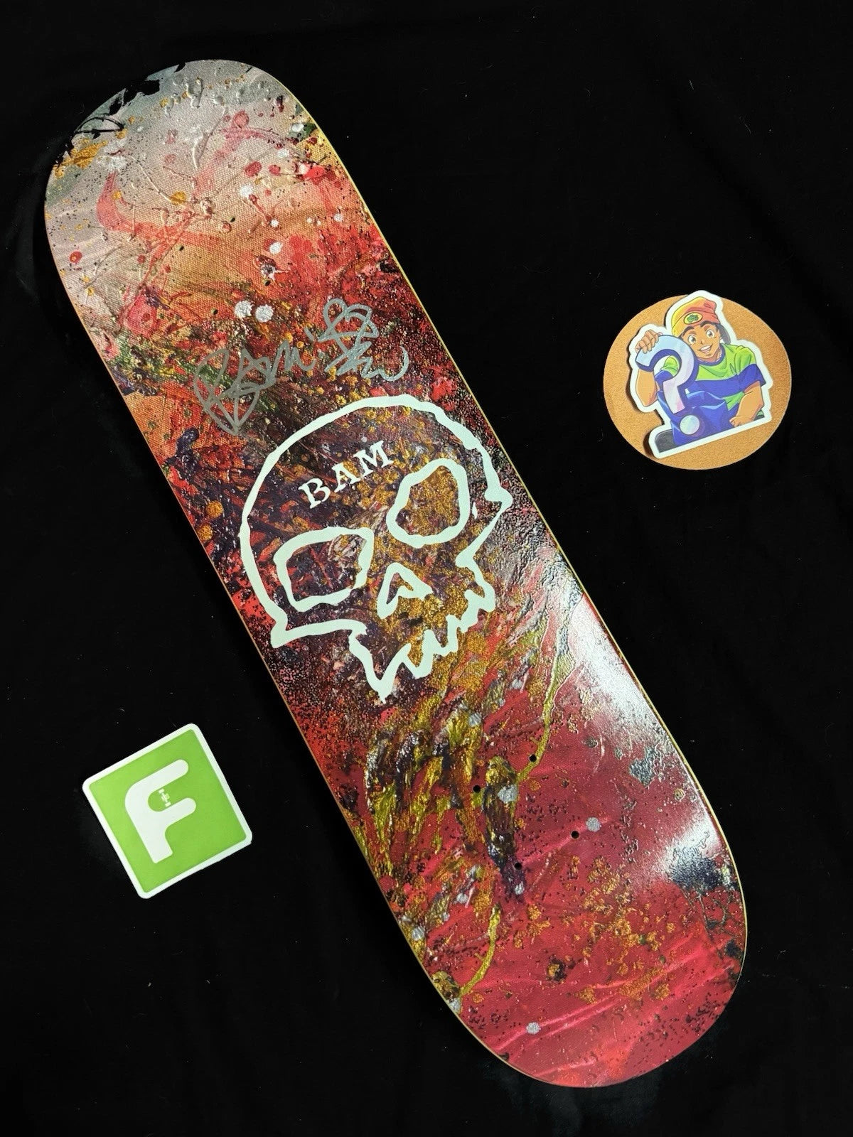 Signed Bam Margera Splattered Skull Limited Zero Autographed Skateboard Deck