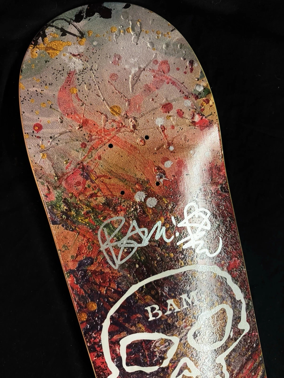 Signed Bam Margera Splattered Skull Limited Zero Autographed Skateboard Deck
