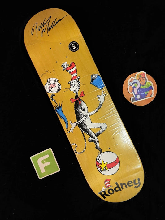 Signed Rodney Mullen Cat in the Hat Almost Autographed Skateboard Deck Yellow