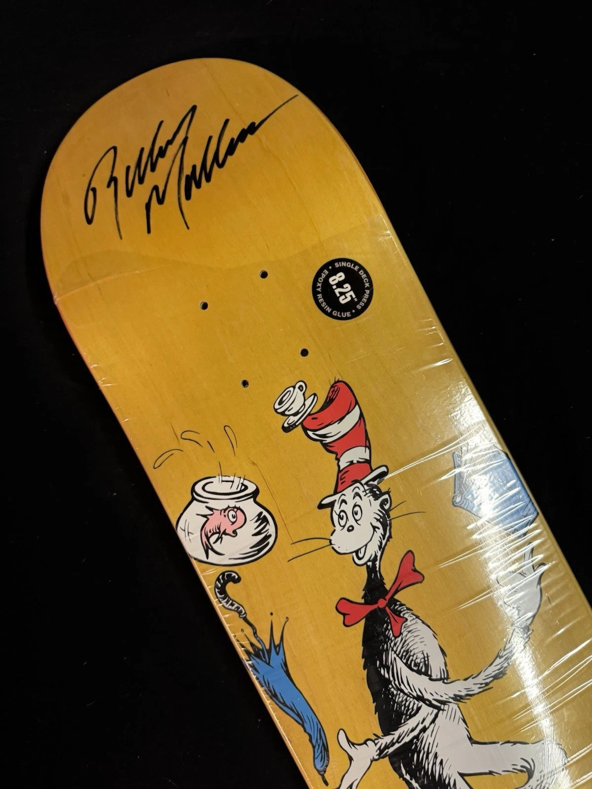 Signed Rodney Mullen Cat in the Hat Almost Autographed Skateboard Deck Yellow