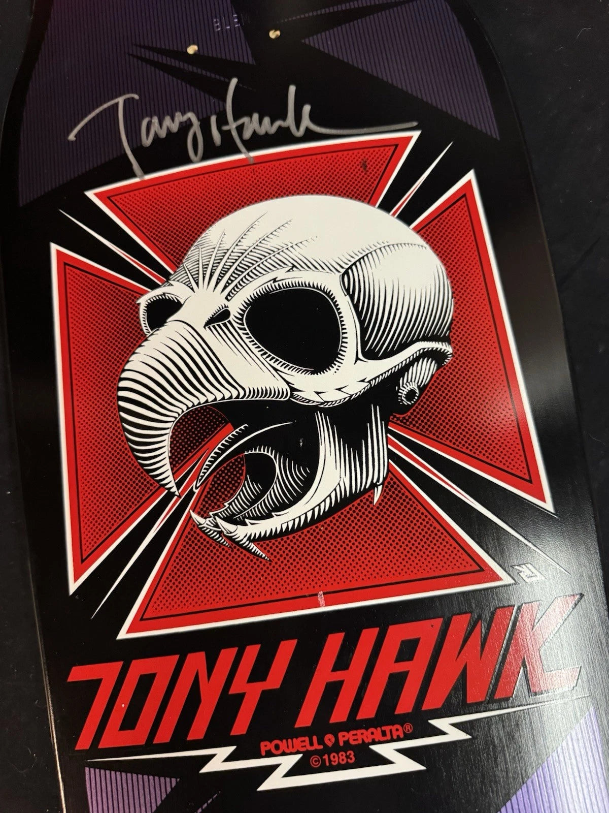 Tony Hawk Signed Bones Brigade Autographed Skateboard Deck Black Series 5 Powell Peralta Blem