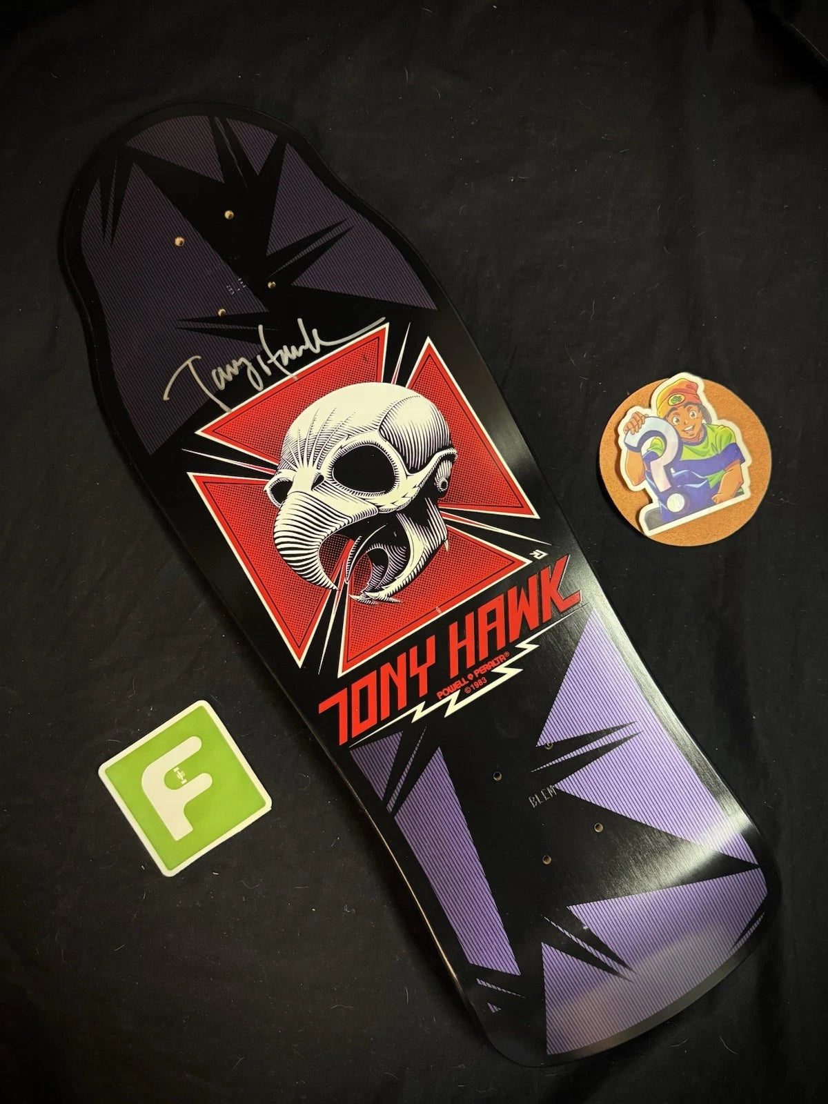 Tony Hawk Signed Bones Brigade Autographed Skateboard Deck Black Series 5 Powell Peralta Blem