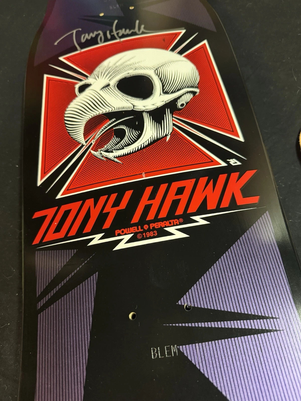 Tony Hawk Signed Bones Brigade Autographed Skateboard Deck Black Series 5 Powell Peralta Blem