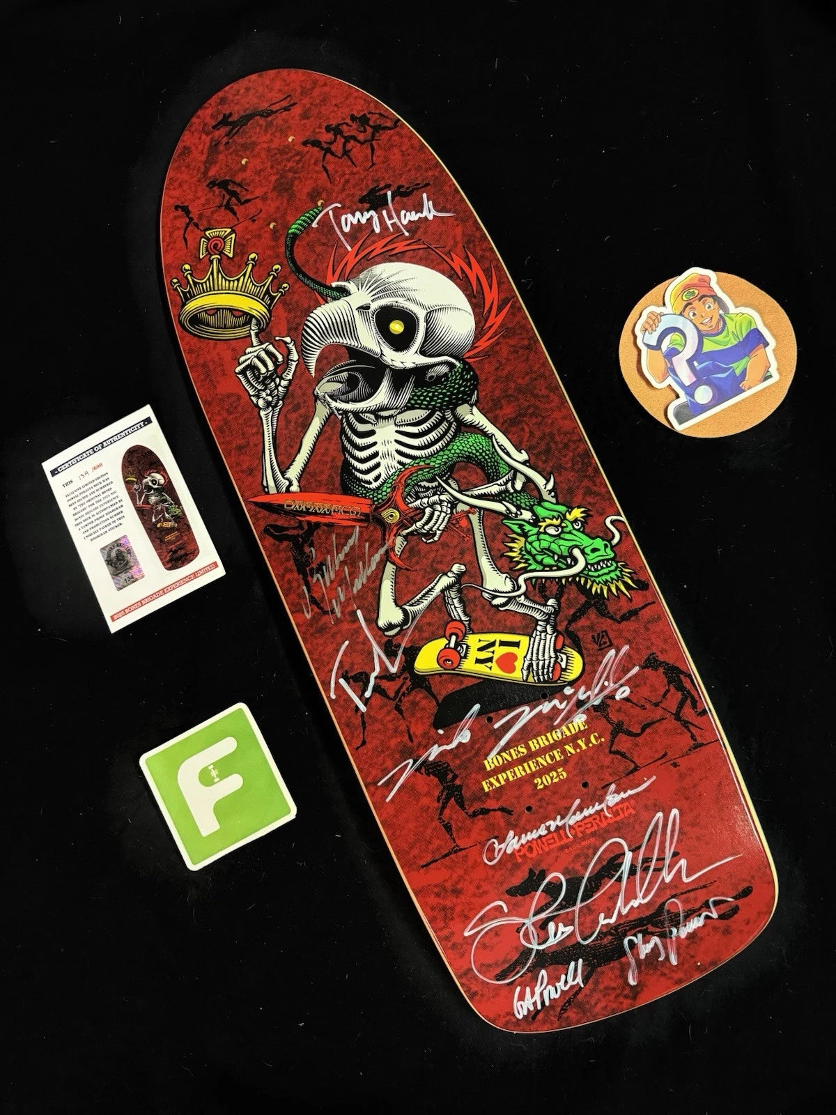 TEAM SIGNED Rodney Mullen Tony Hawk Experience Autographed Skateboard Deck COA Bones Brigade