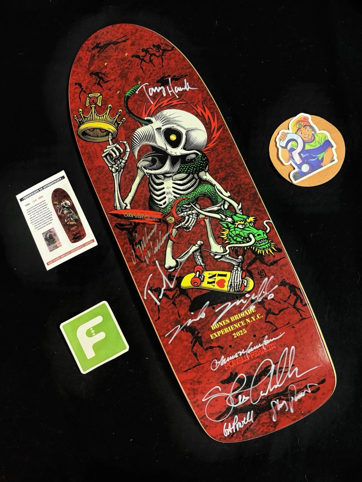 TEAM SIGNED Rodney Mullen Tony Hawk Experience Autographed Skateboard Deck COA Bones Brigade