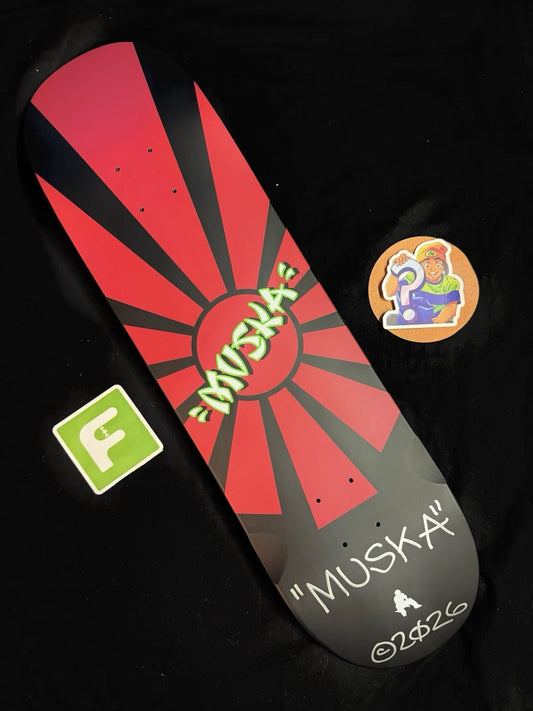 Signed Chad Muska Red Black Rising Sun Autographed Shorty’s Skateboard Deck