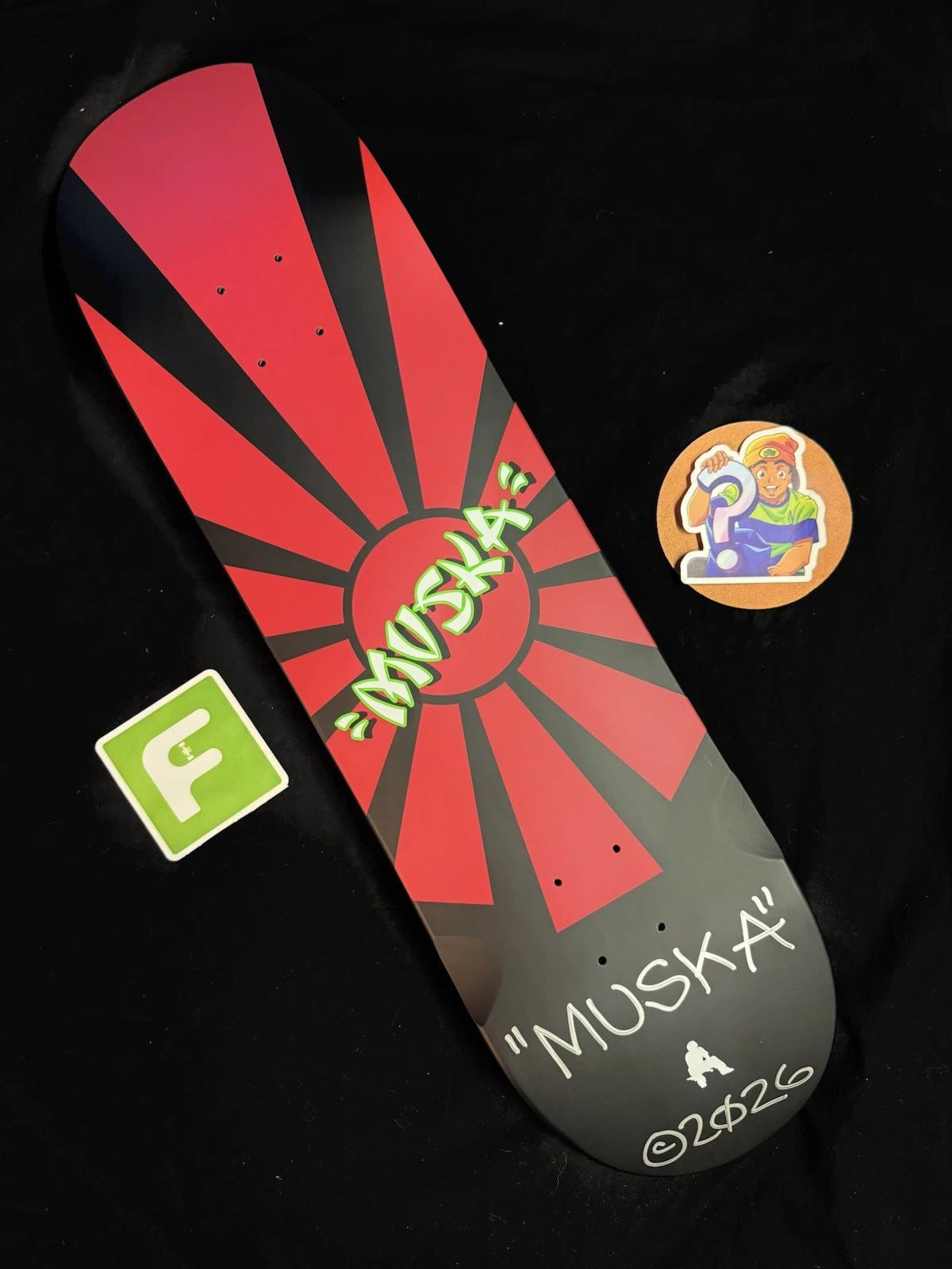 Signed Chad Muska Red Black Rising Sun Autographed Shorty’s Skateboard Deck